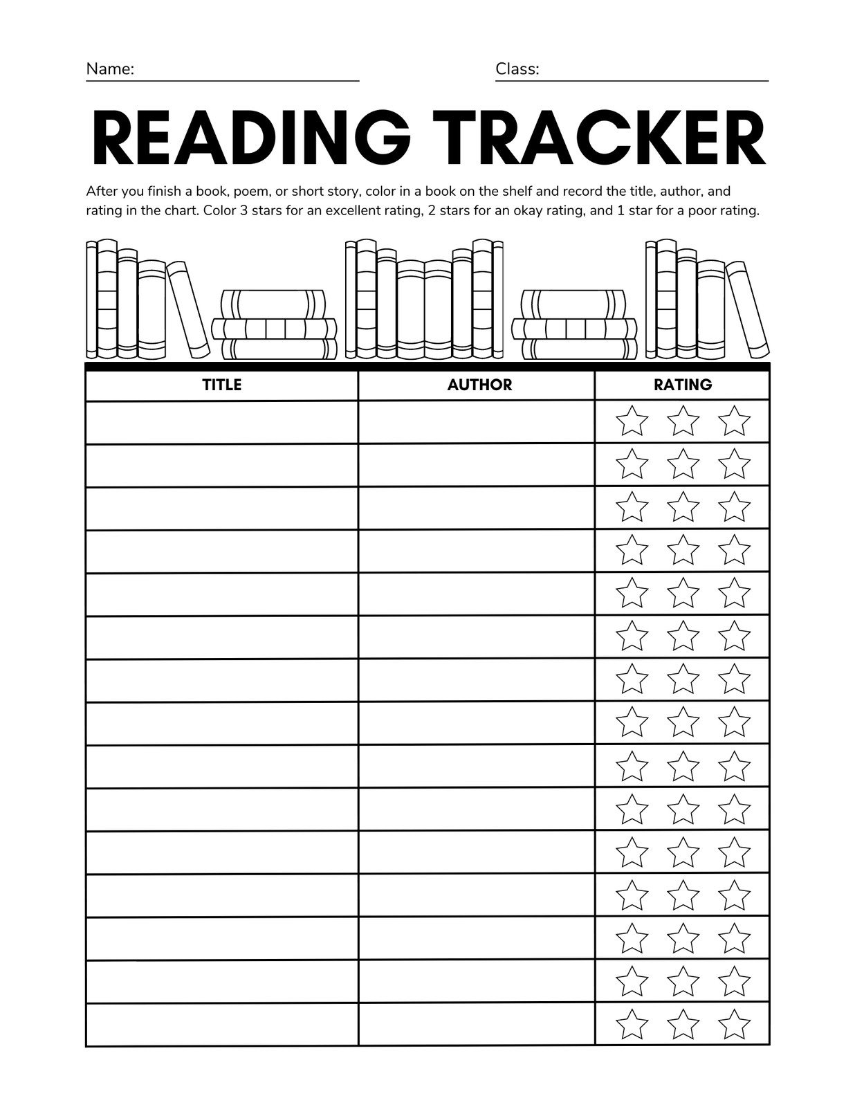 Reading Book List Template