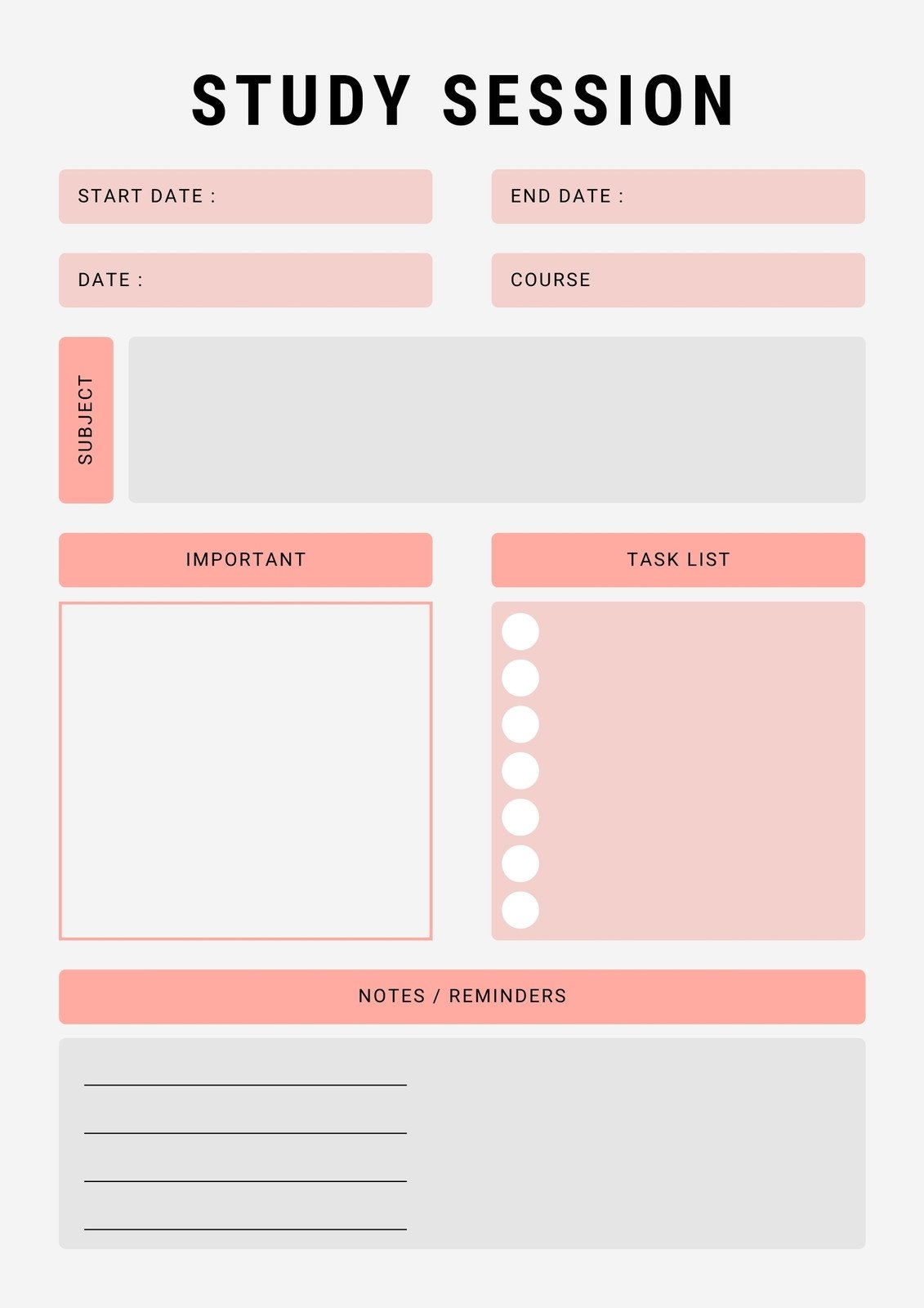 Free Printable Study Guide Template