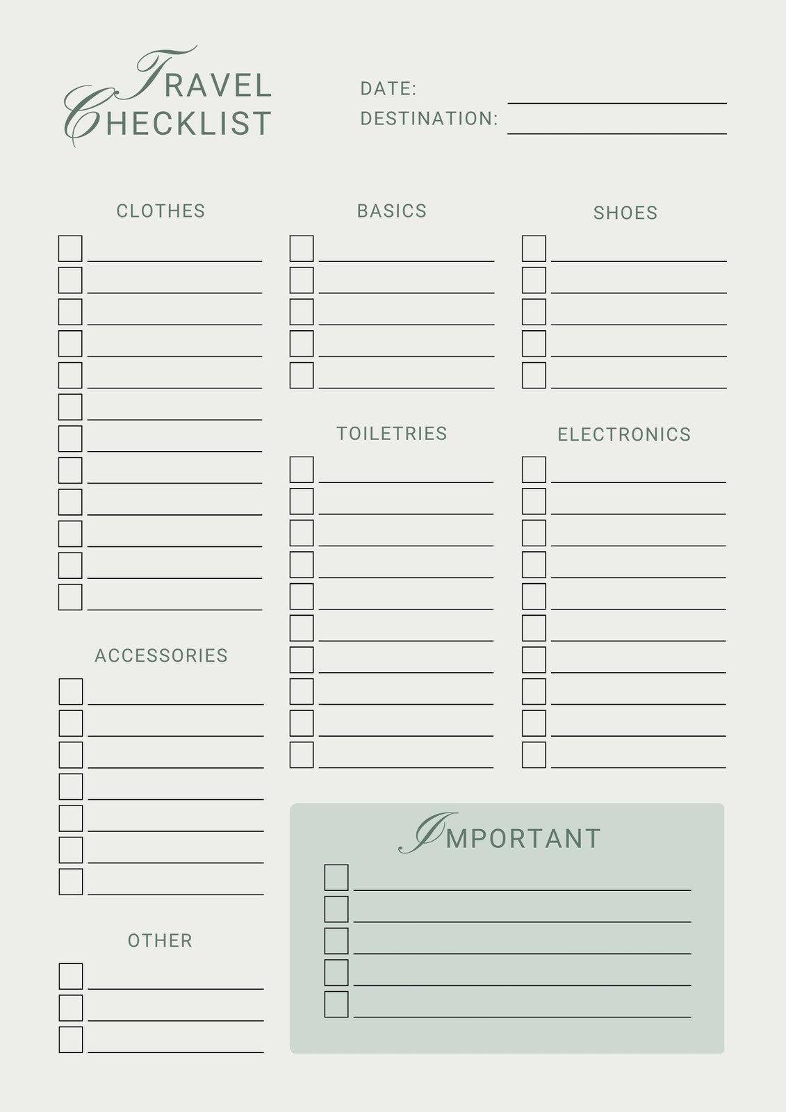 Packing List Pdf Template