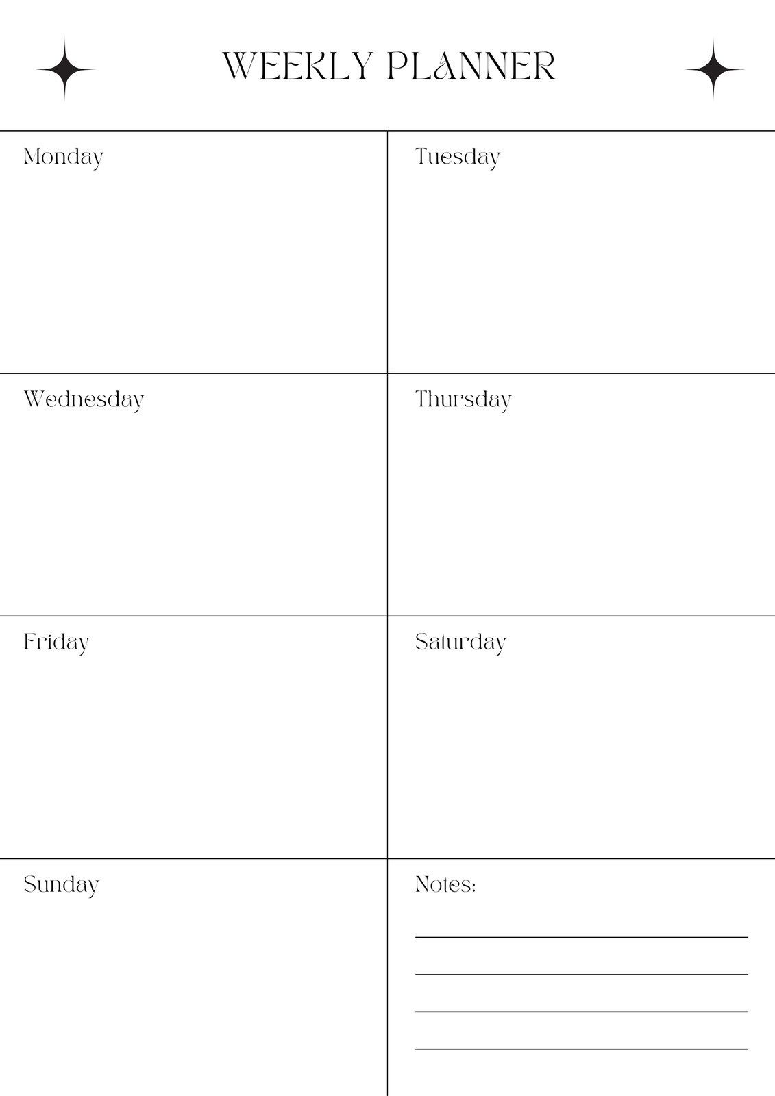 Weekly Planner Free Printable Template