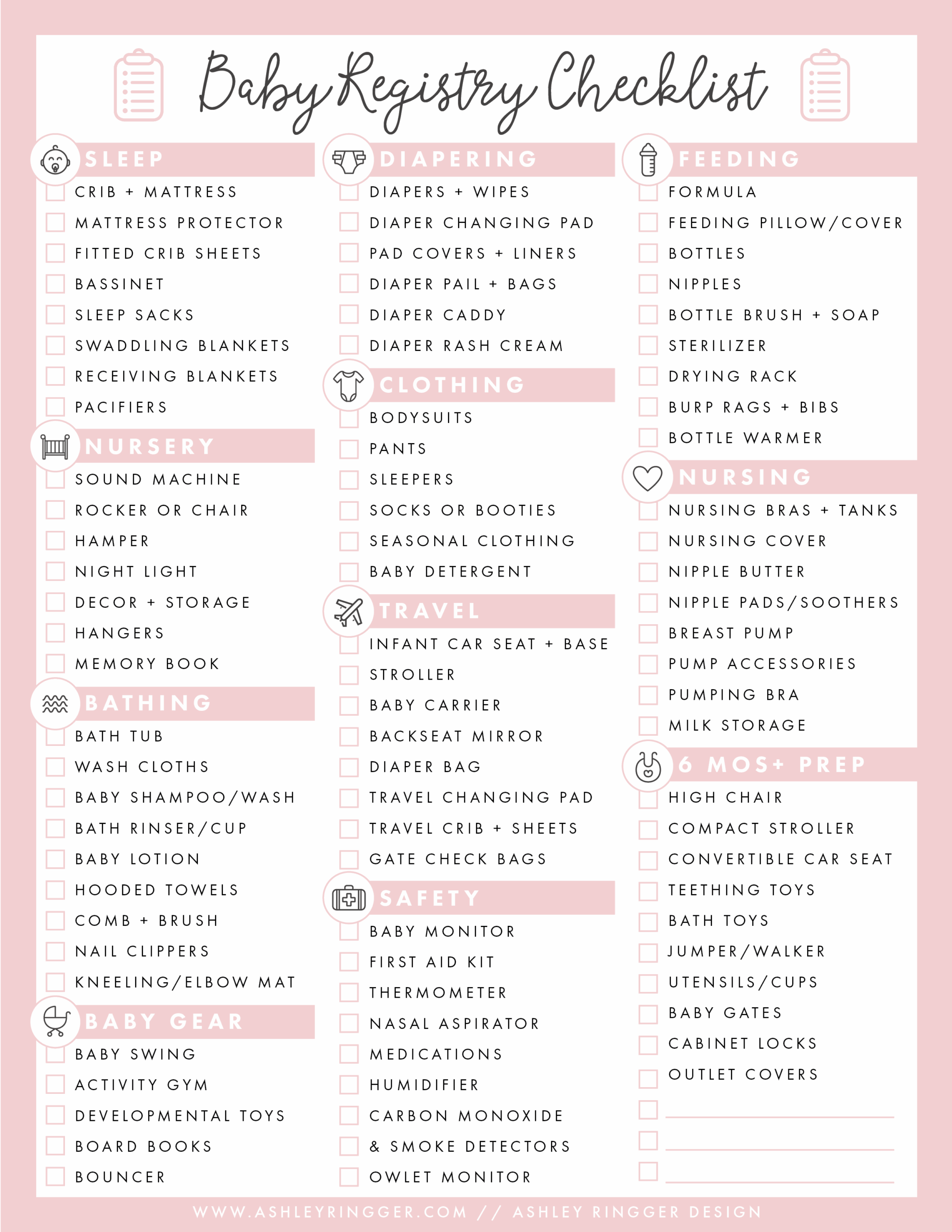 Baby Registry List Template