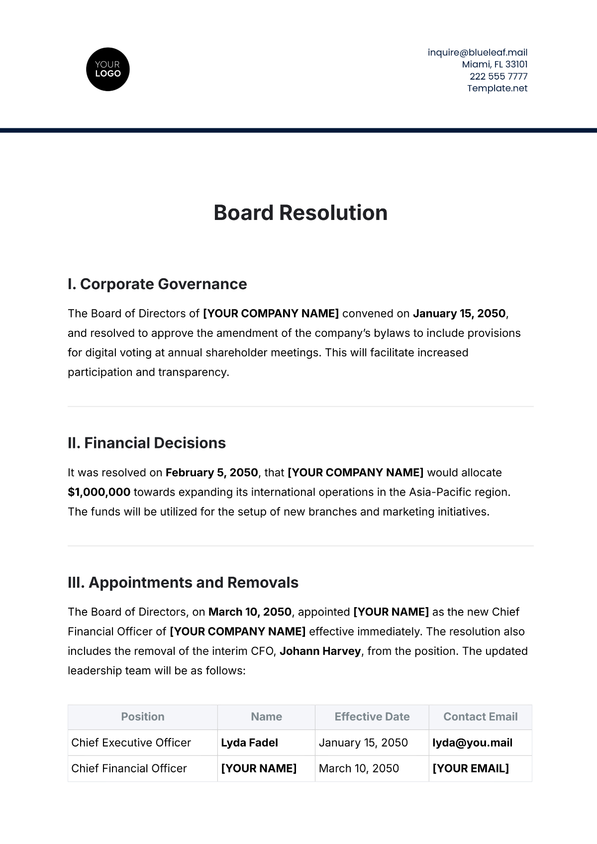 Free Board Resolution For Authorized Signatory Template To Edit Online