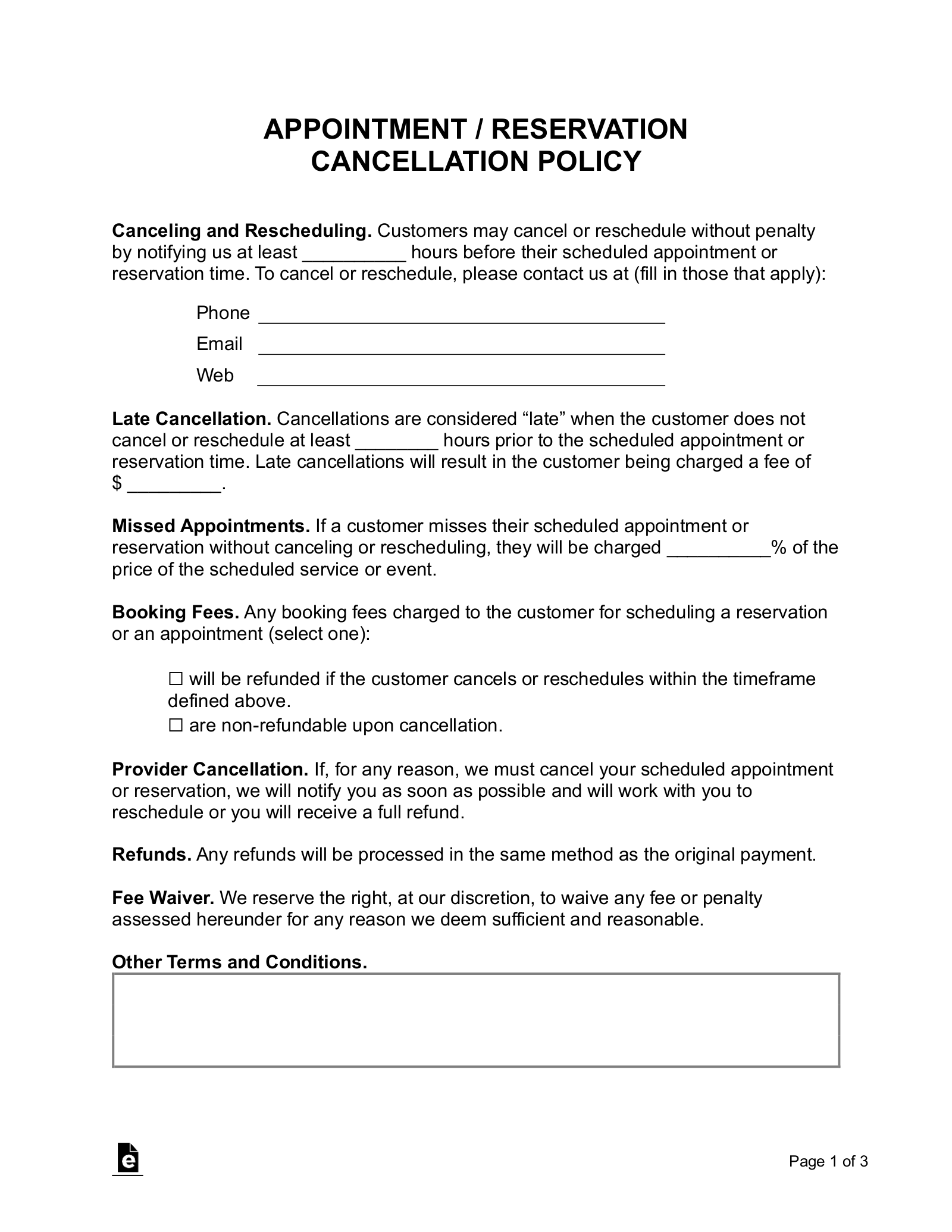 Cancellation List Template