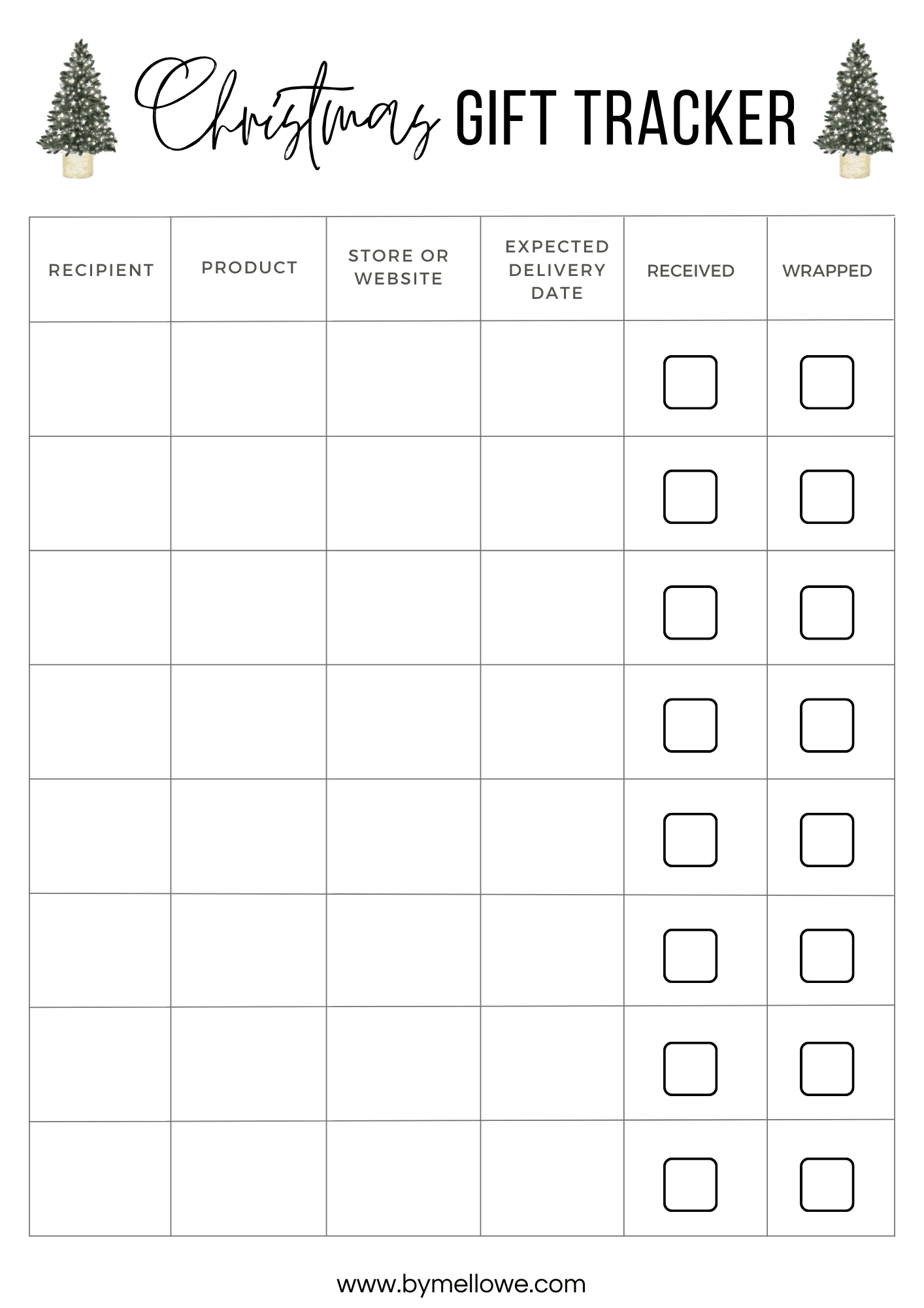 FREE CHRISTMAS GIFT TRACKER PRINTABLE The Wellthy Mama
