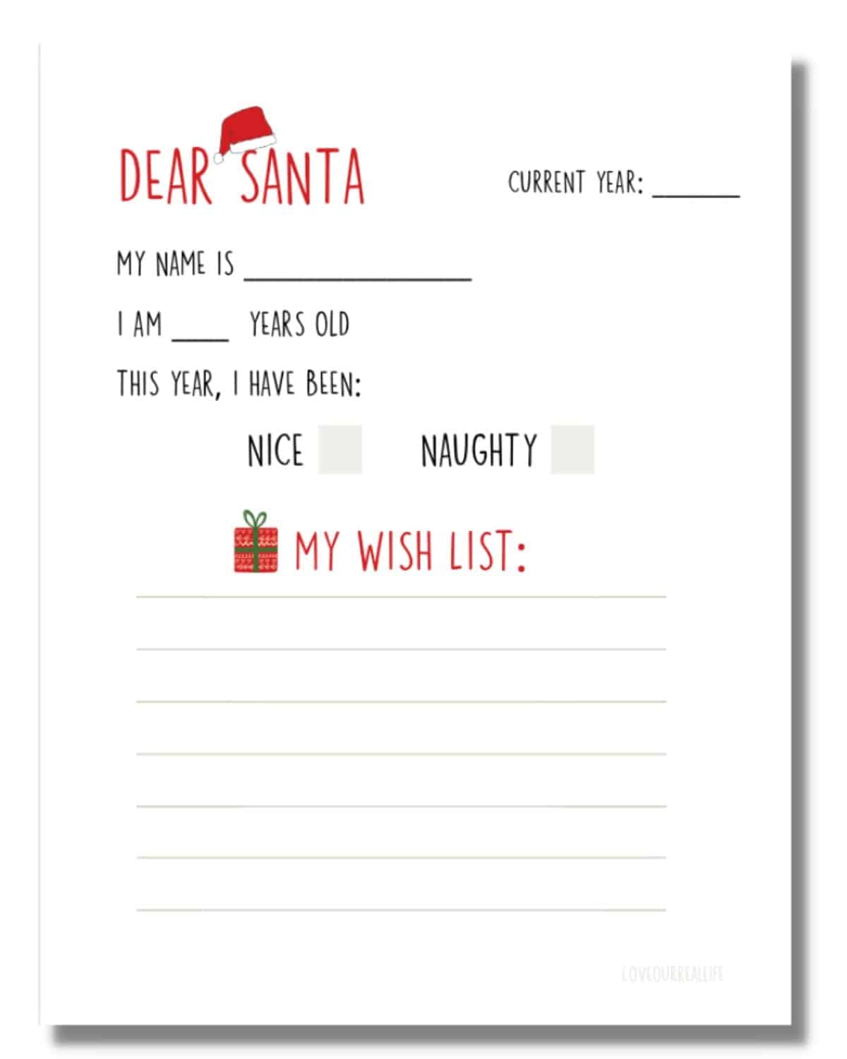 Santa Christmas List Template