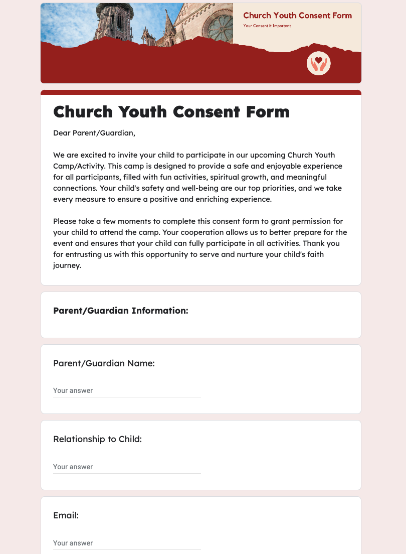 Church Permission Slip Template