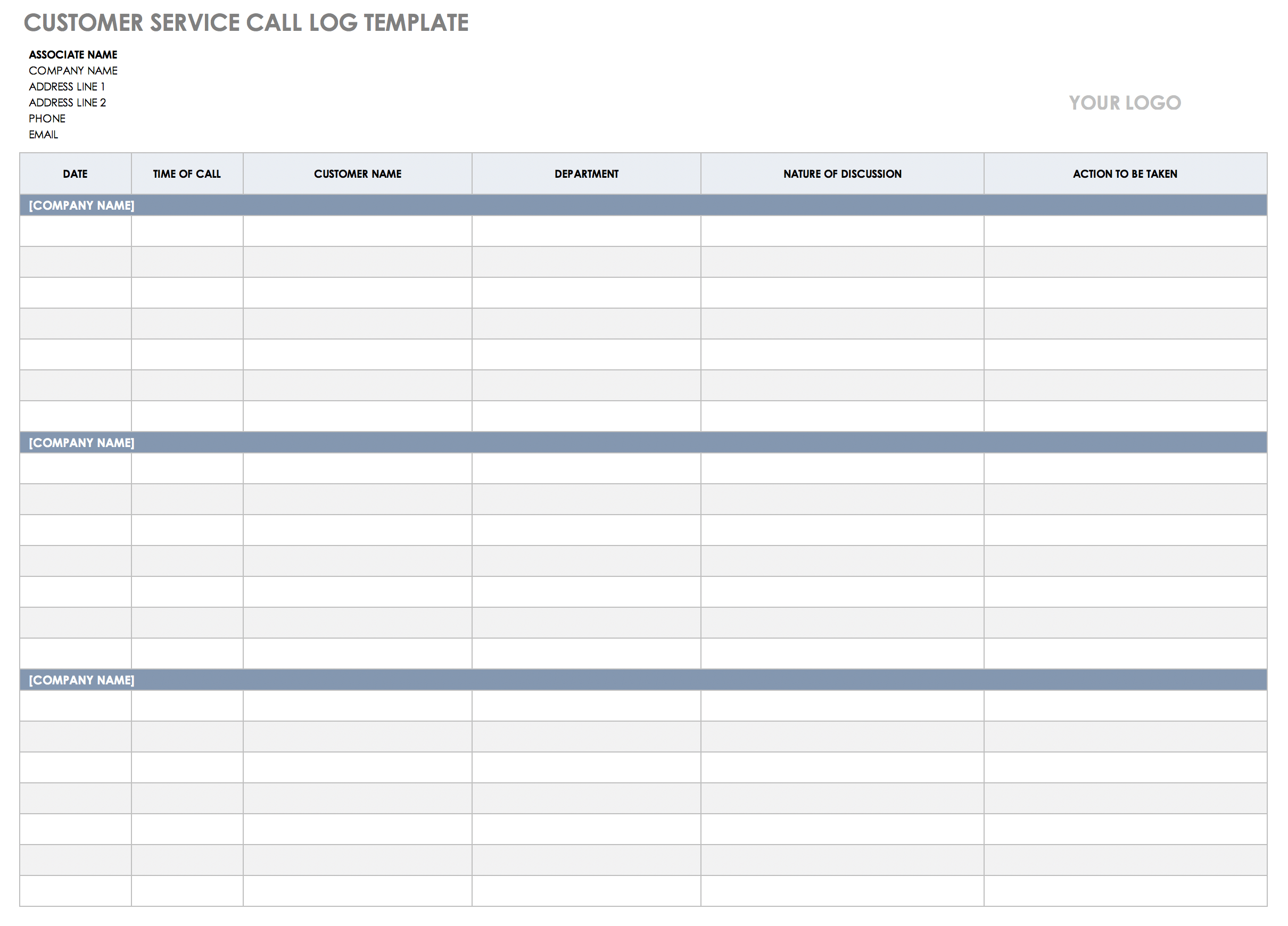 Call List Template