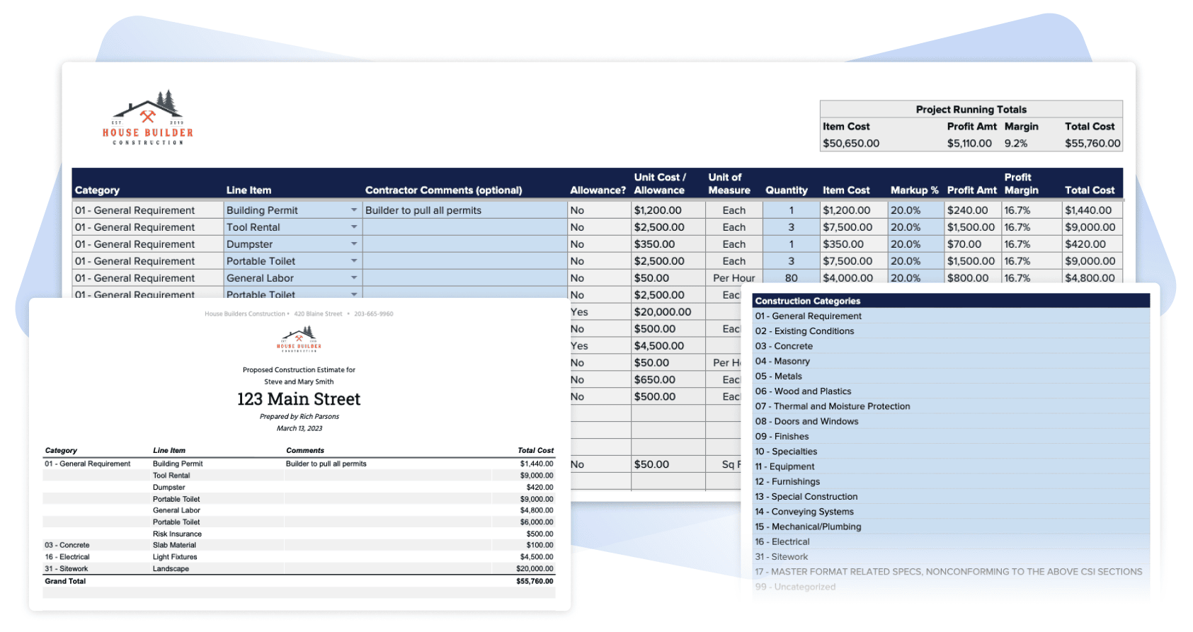 Contractor Price List Template
