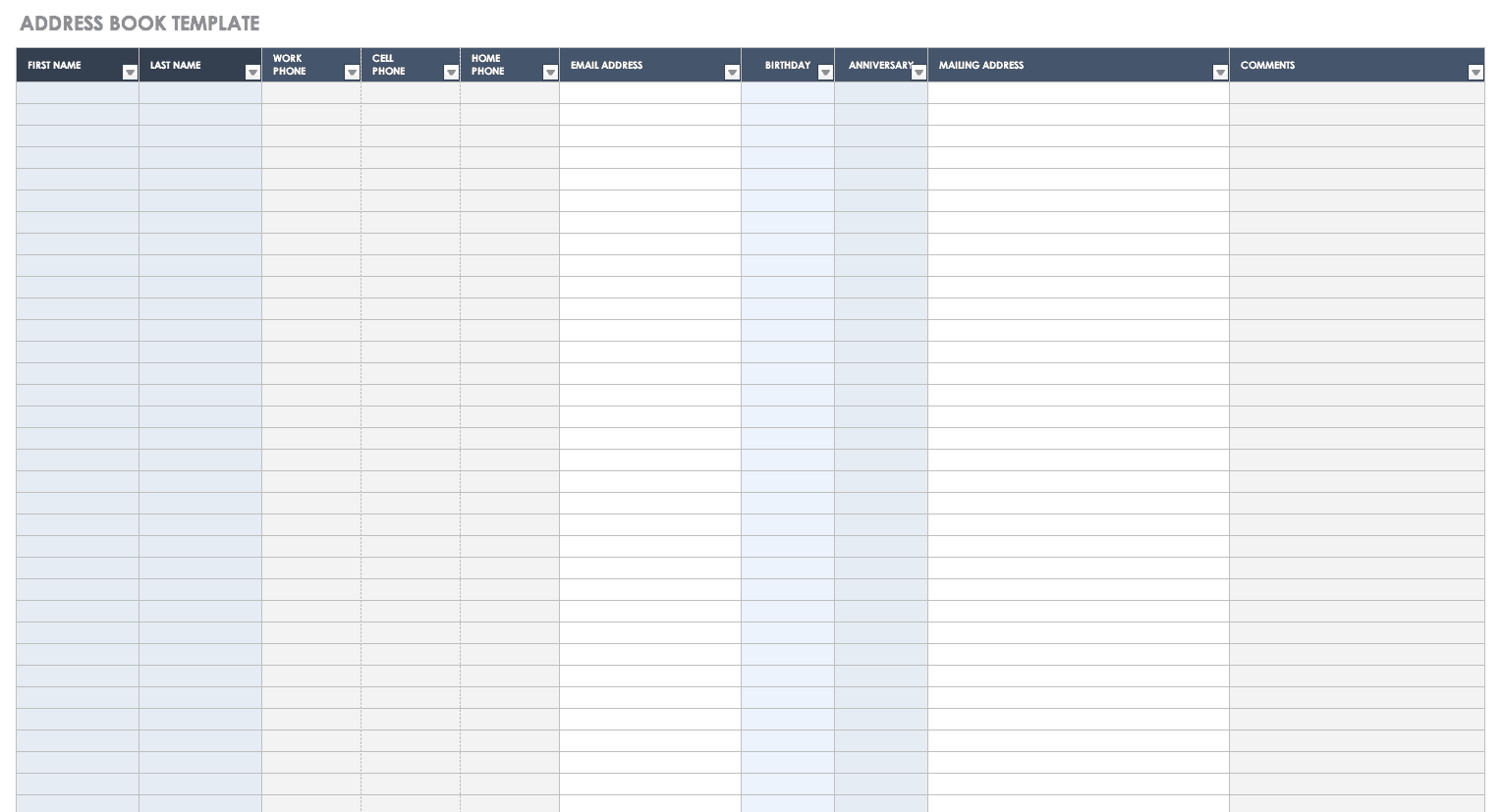 Address List Template