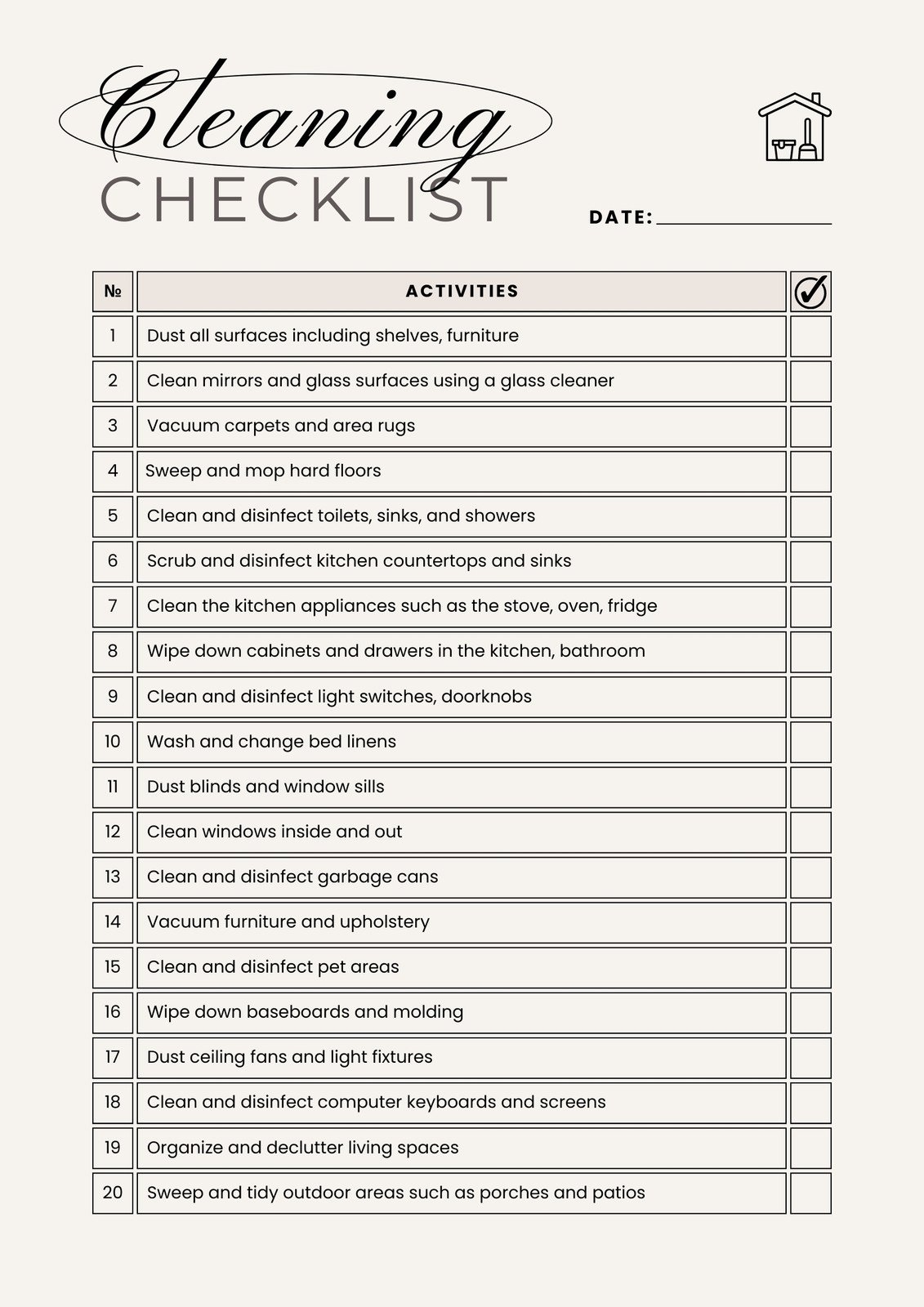 Check Off List Template Word