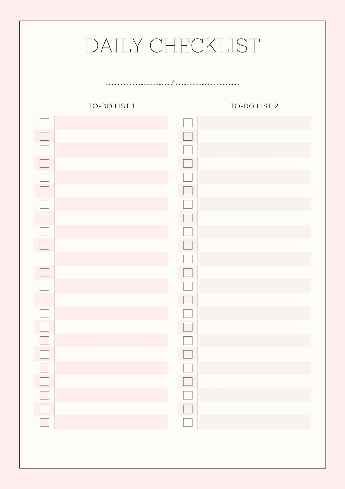 Check List Template Pdf