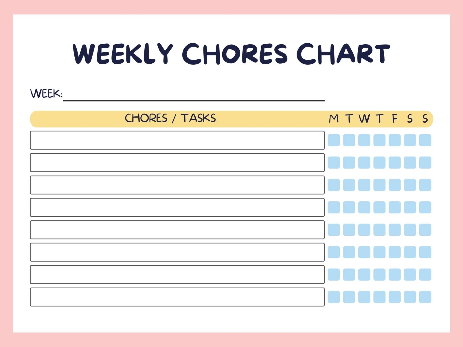 Chore List Template Word