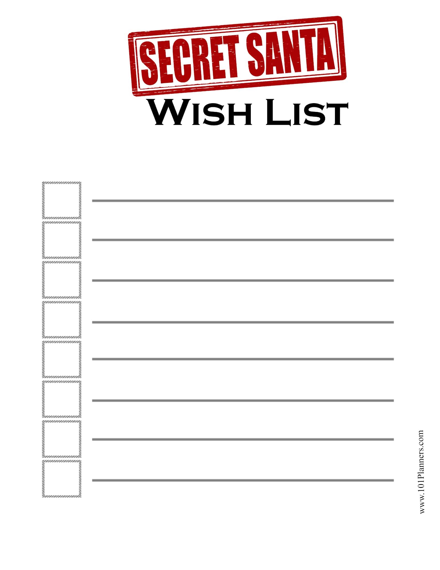Free Editable Secret Santa Form Template