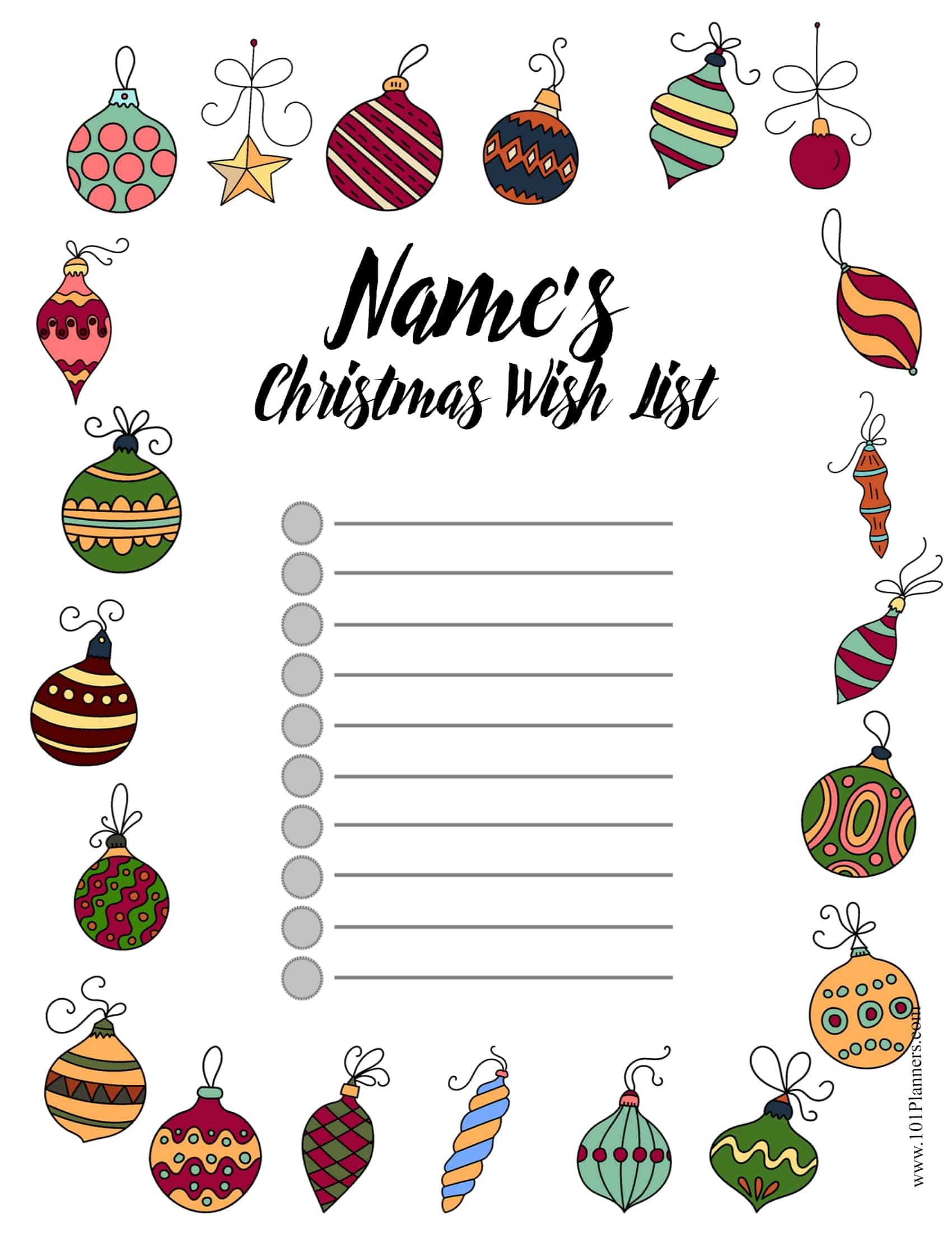 Father Christmas List Template