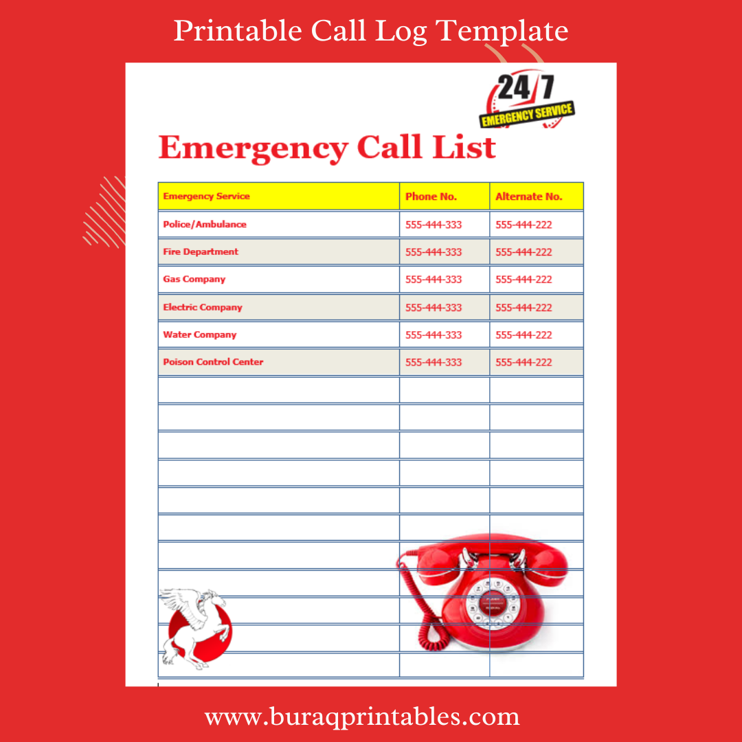 Emergency Phone List Template
