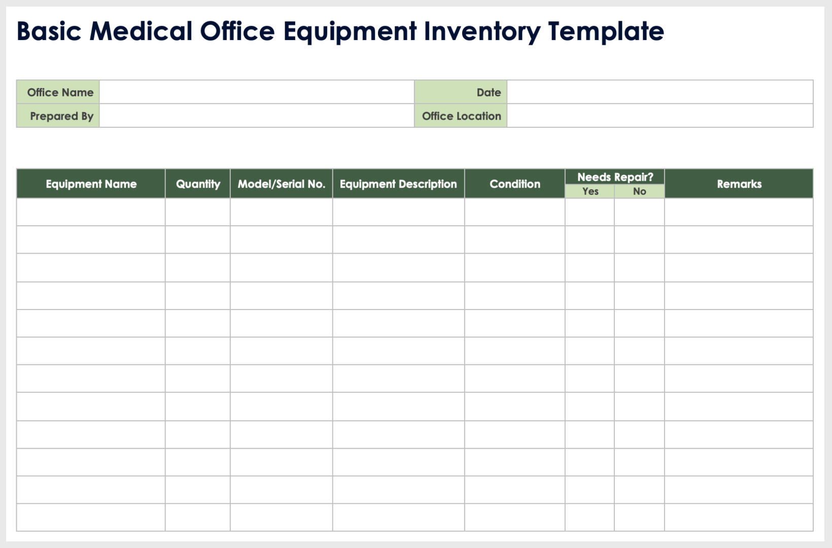 Free Equipment Inventory Templates U0026 Spreadsheets All Formats
