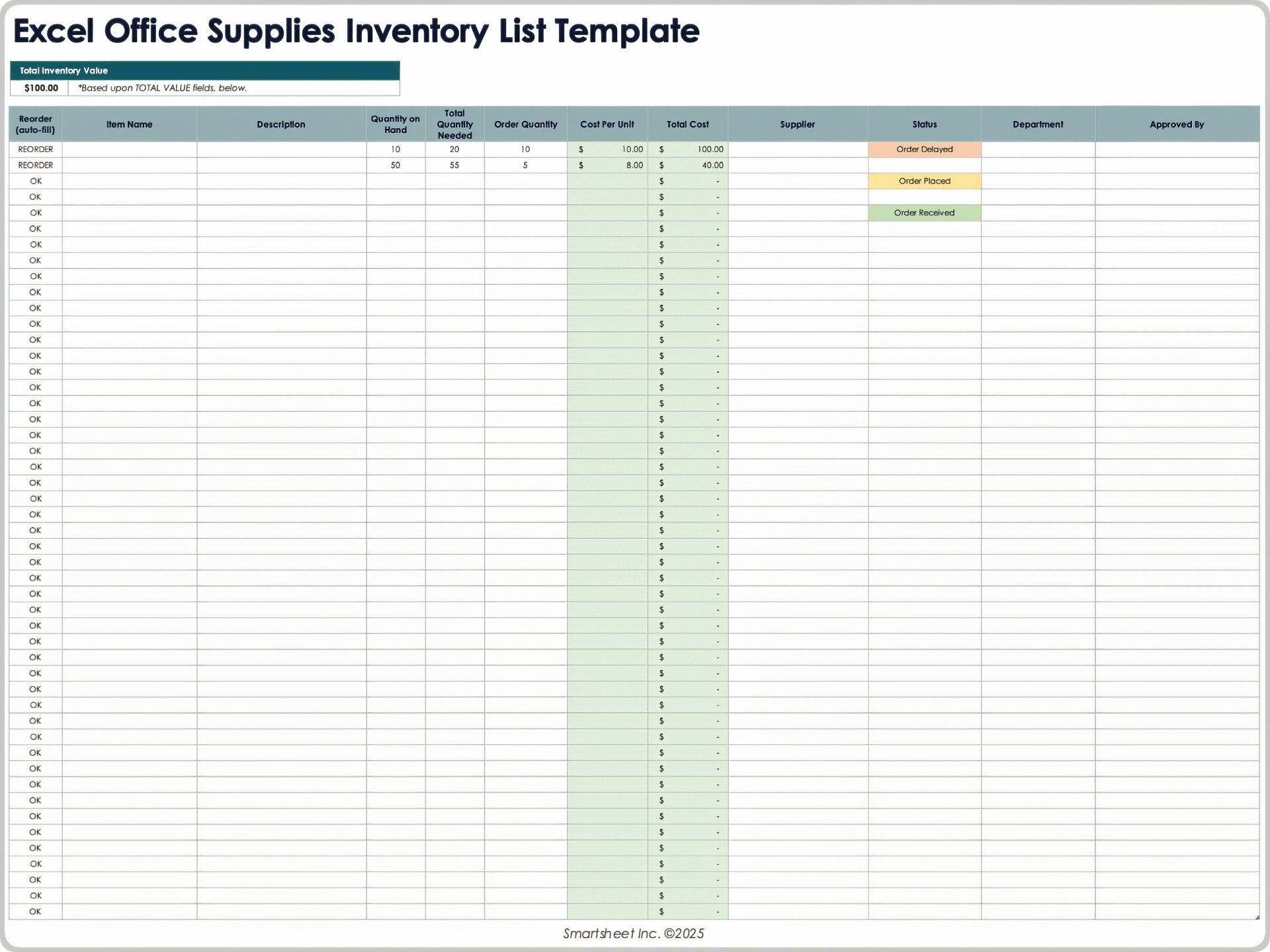Free Excel Inventory Templates