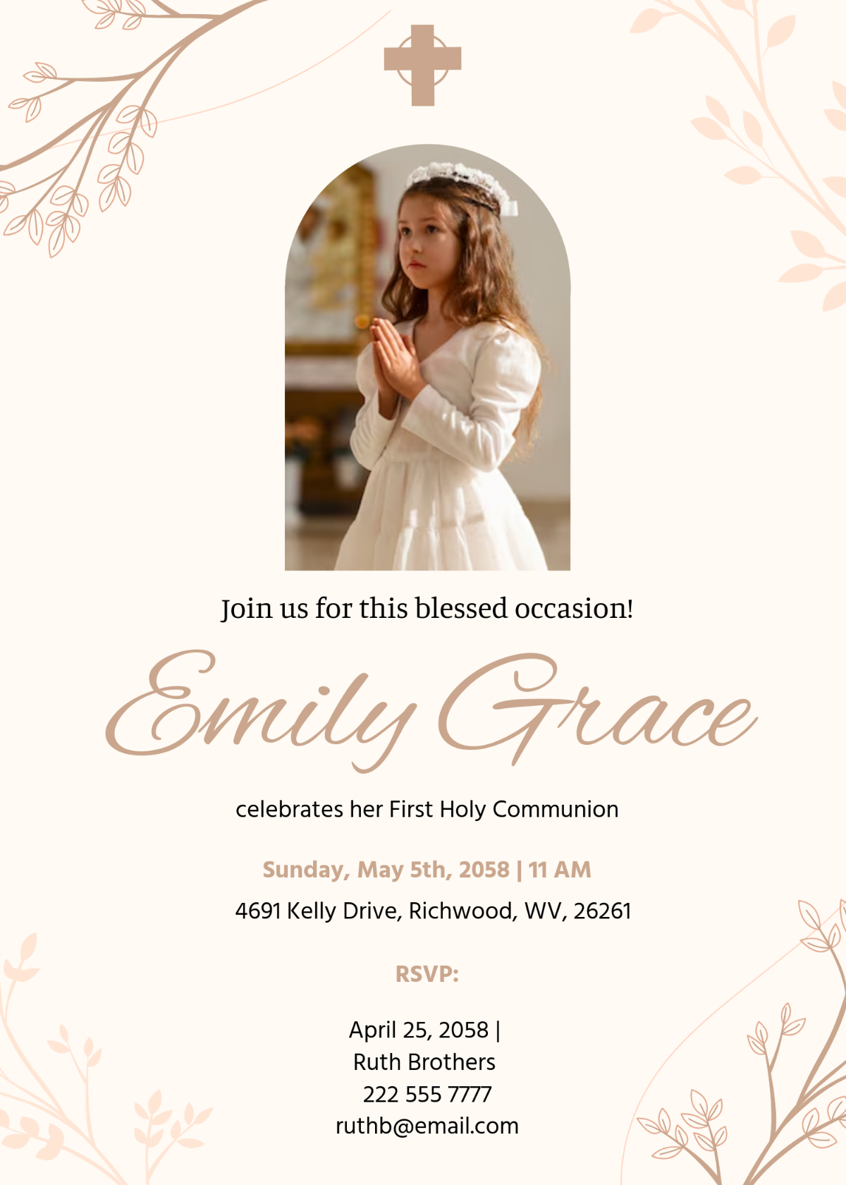 Printable Blank Holy Communion Invitation Template