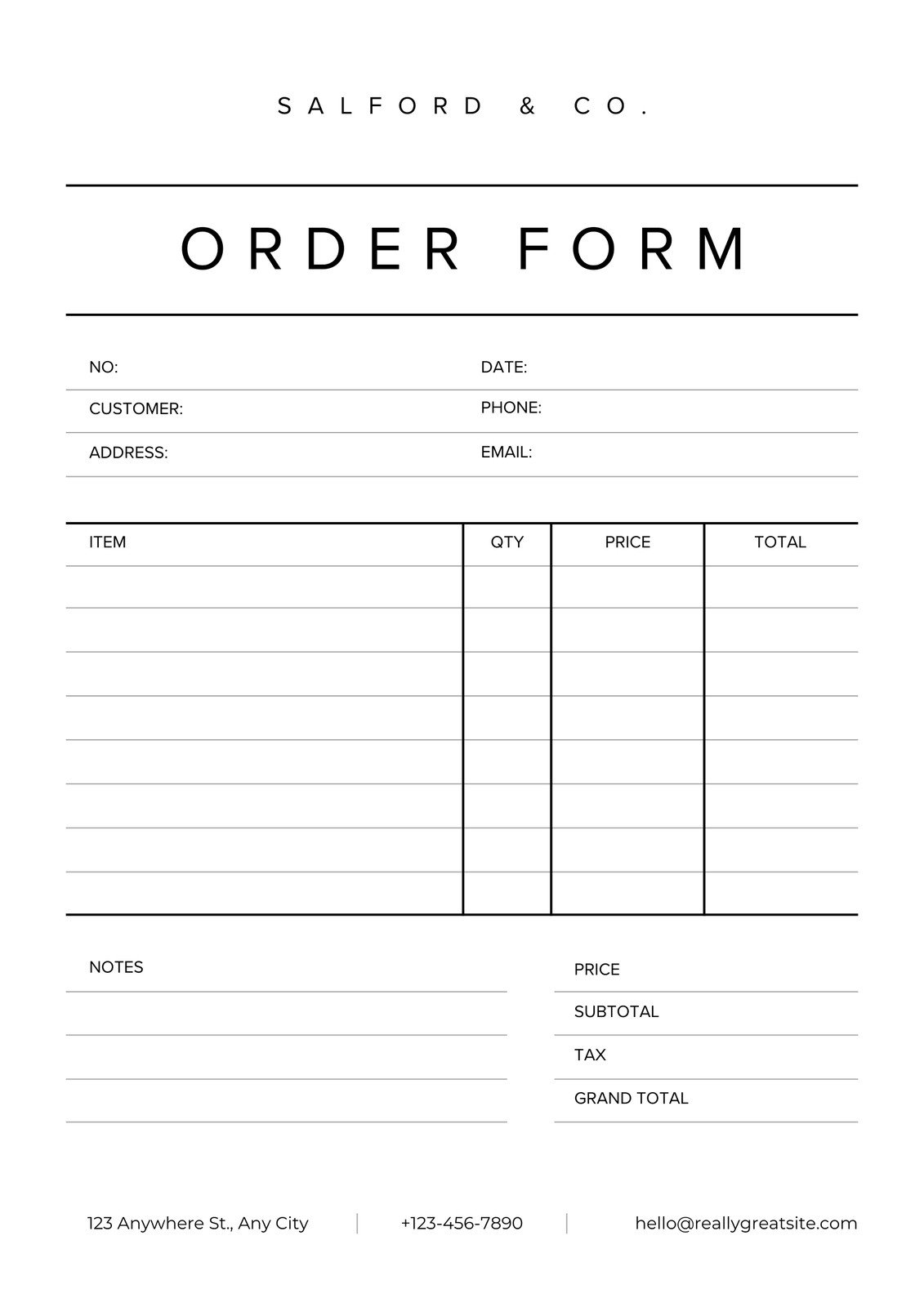 Order List Template