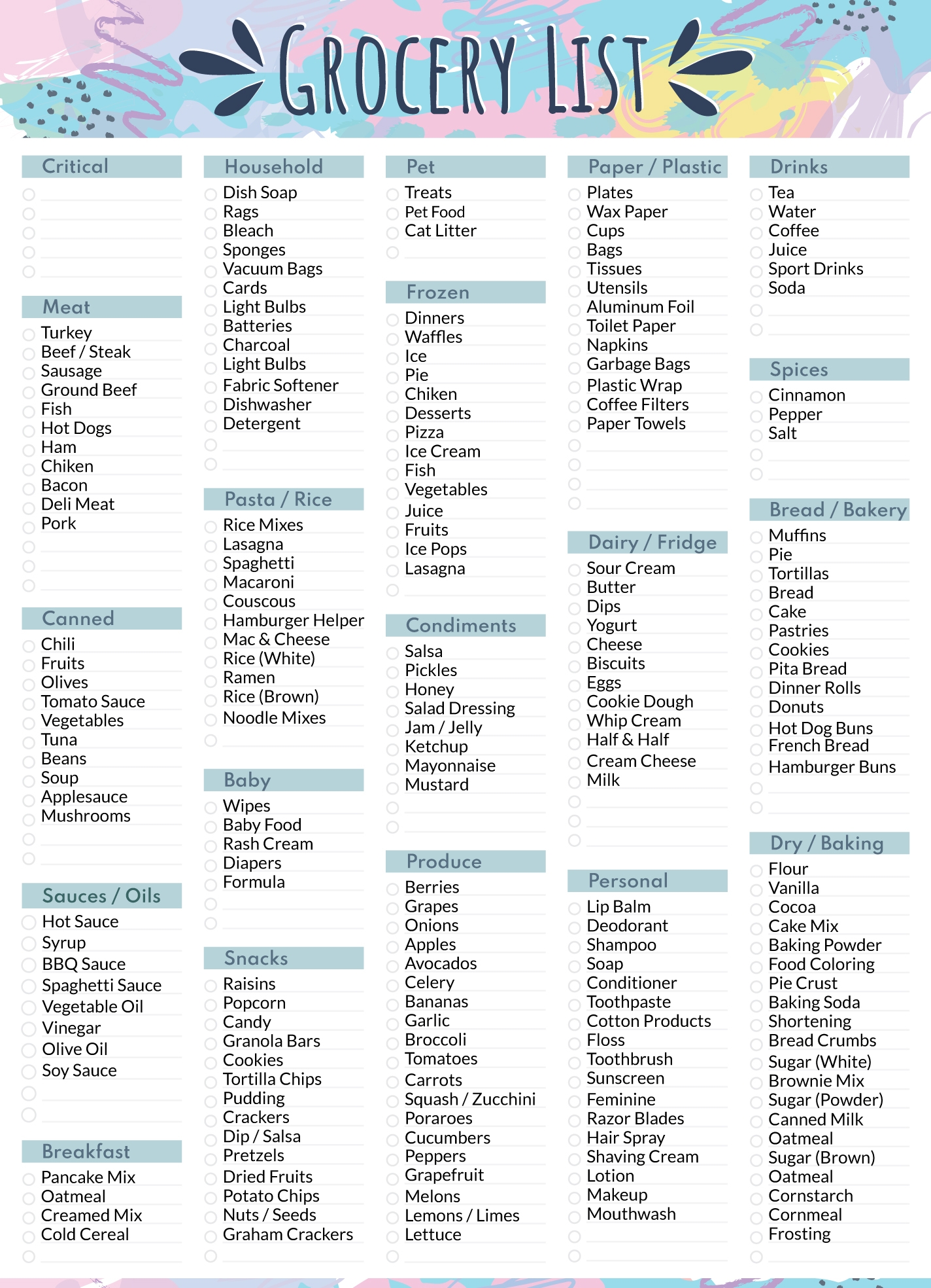 Free Grocery List Google Docs Templates Gdoc io