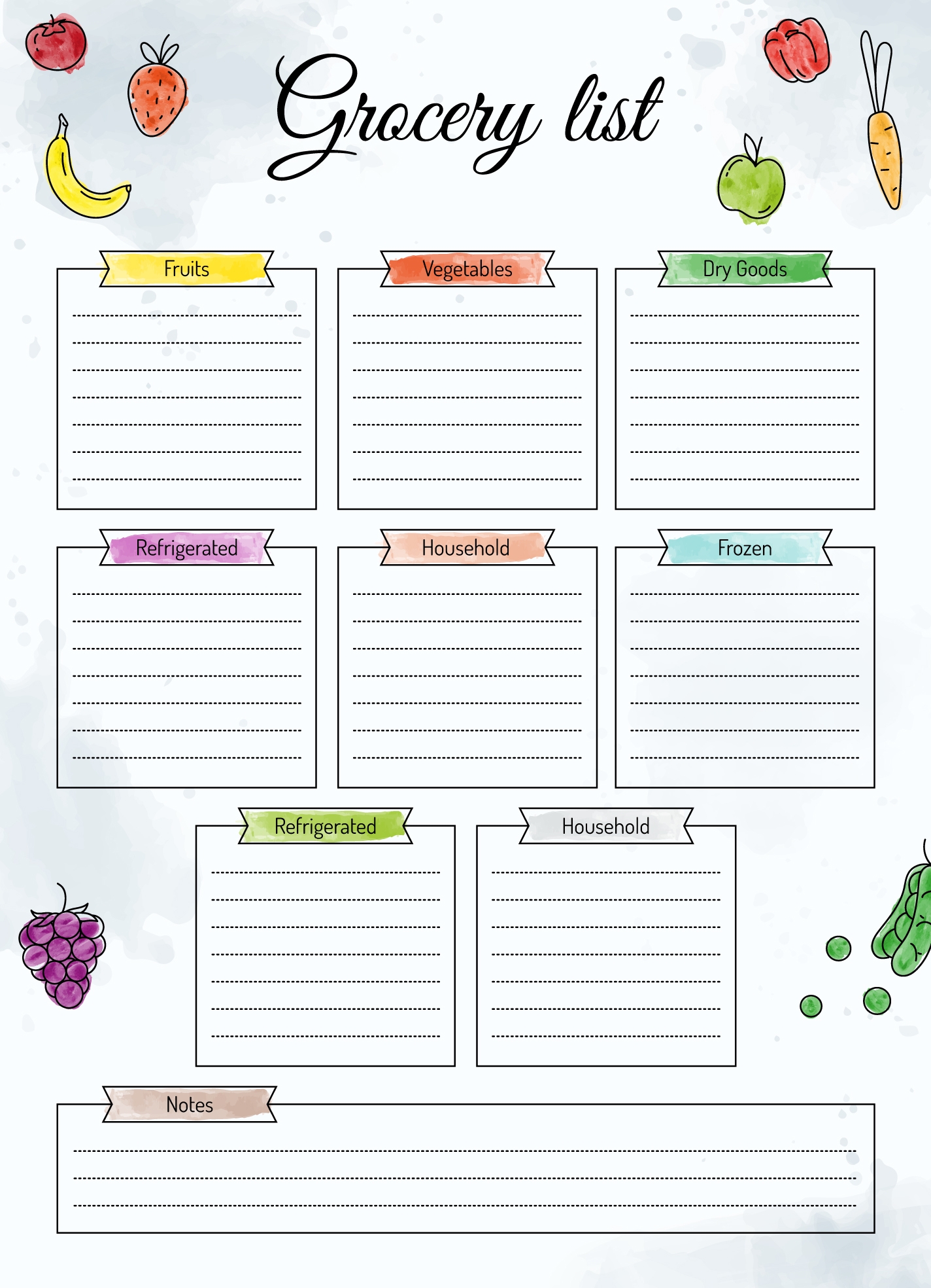 Free Grocery List Templates