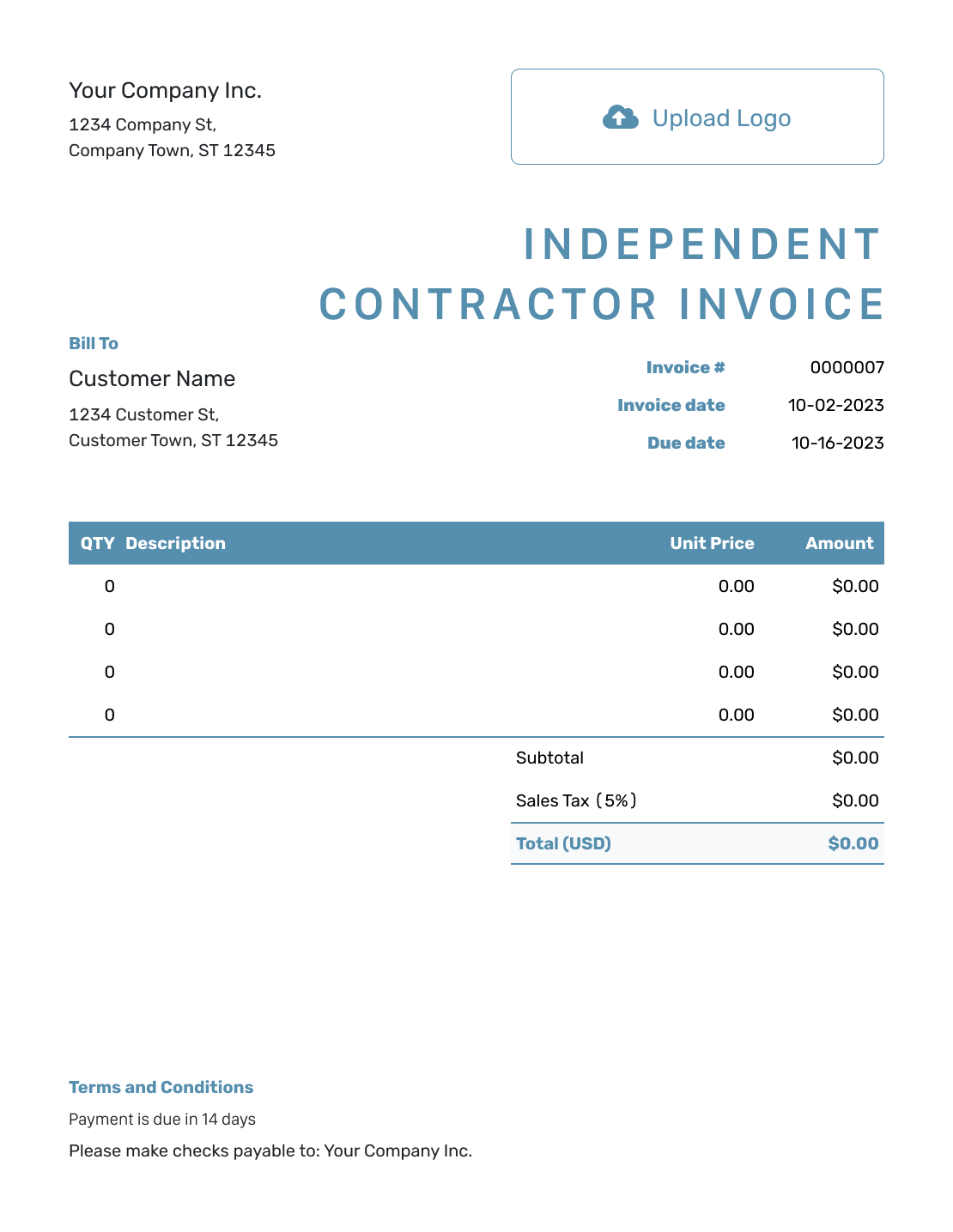 Free Independent Contractor Invoice Template Docelf