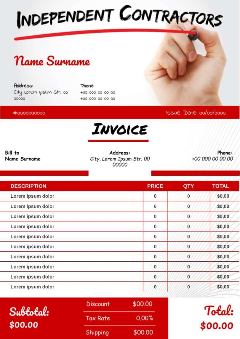 Idependent Contractor List Template