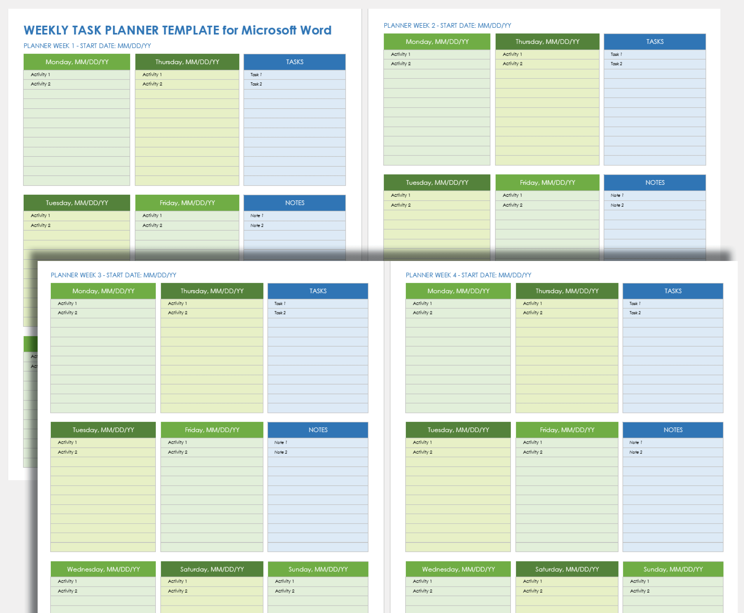 Free Microsoft Word Task List Templates Planners U0026 Checklists 