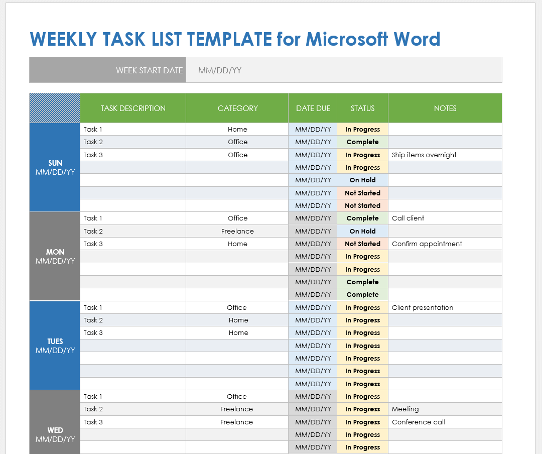 Free Microsoft Word Task List Templates Planners U0026 Checklists Smartsheet