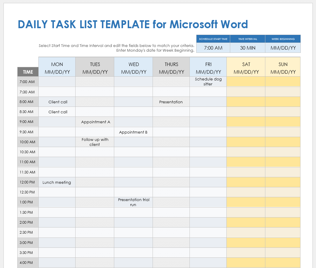 Free Microsoft Word Task List Templates Planners U0026 Checklists Smartsheet