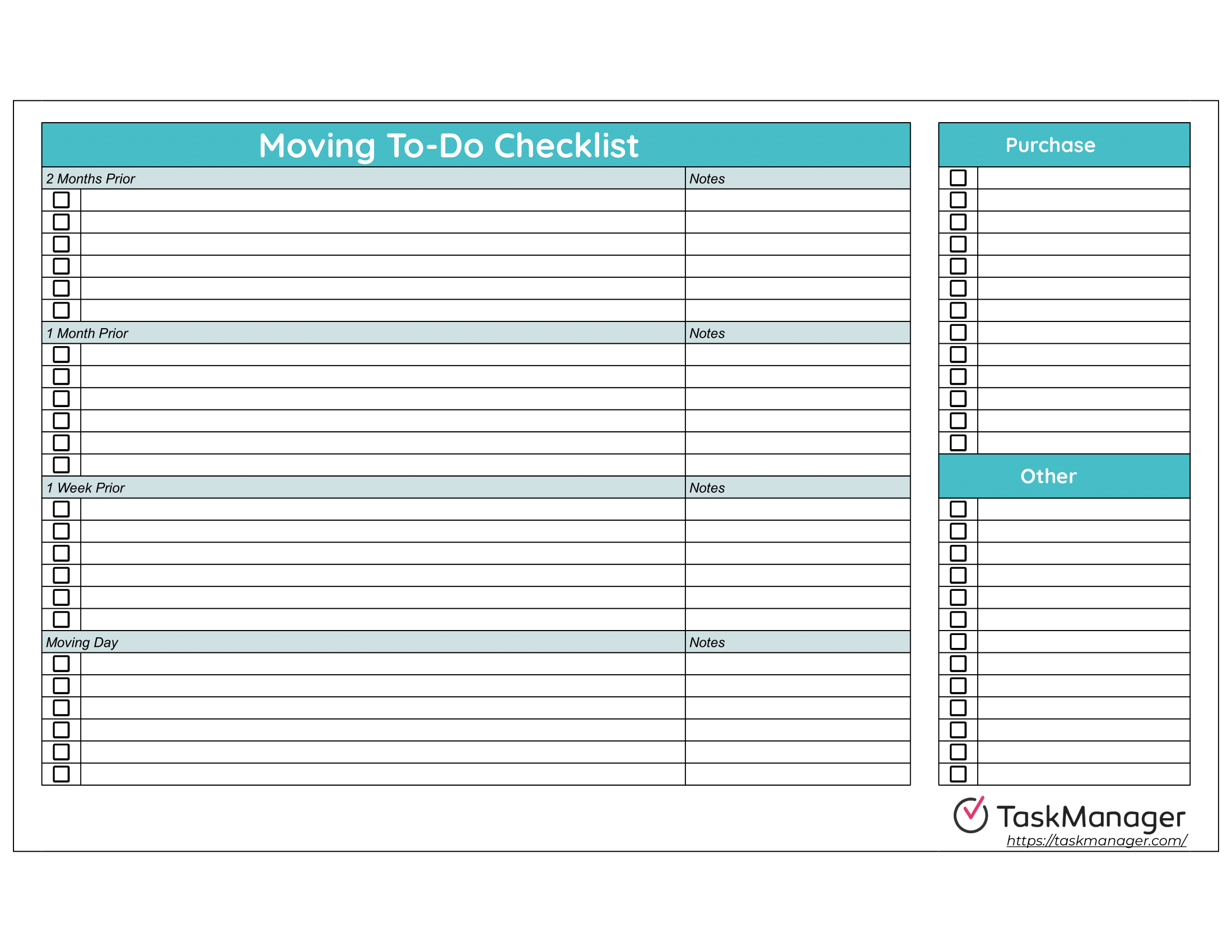 Free Moving To Do List Templates 7 PDF Word Excel