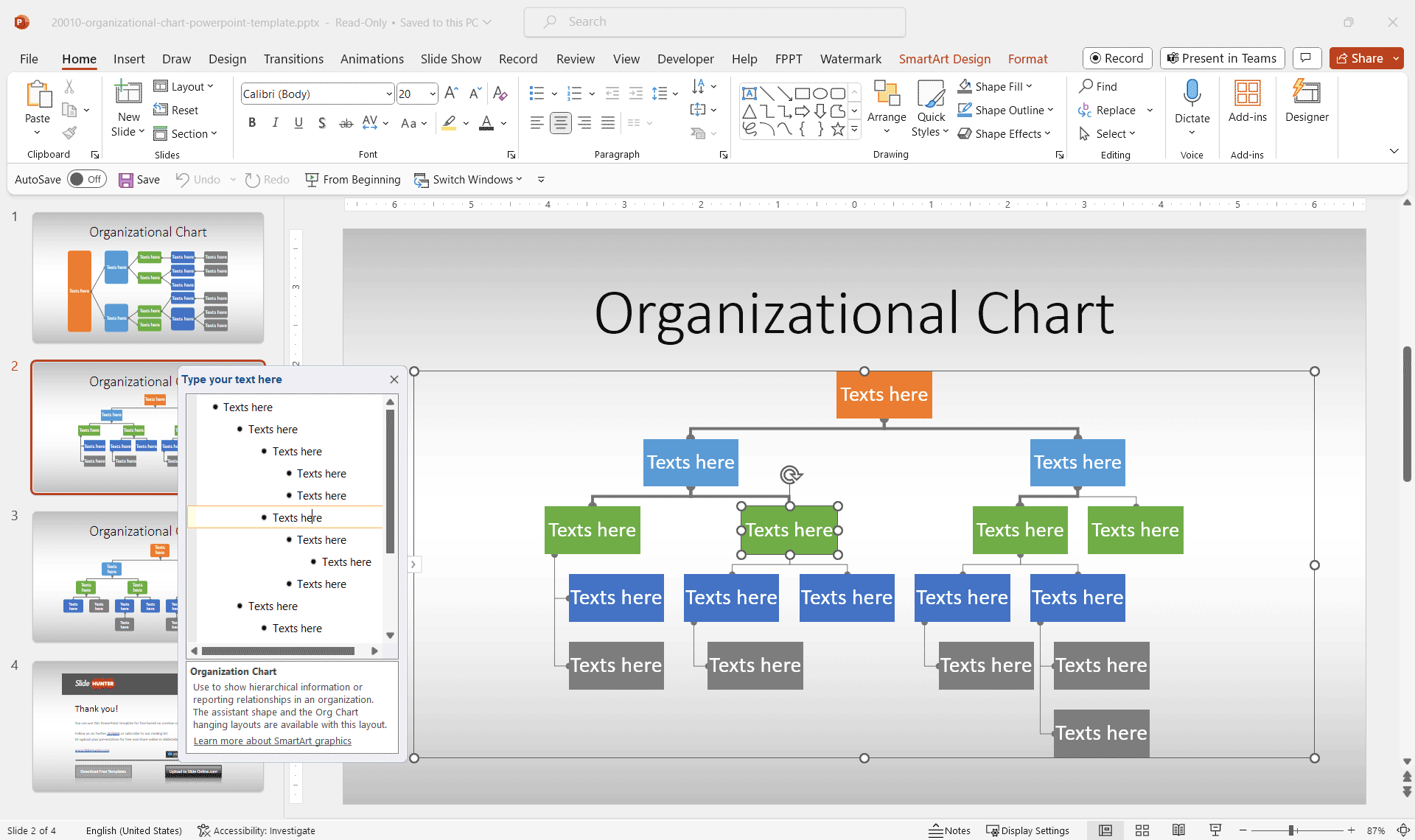 Downloadable Powerpoint Organizational Chart Template