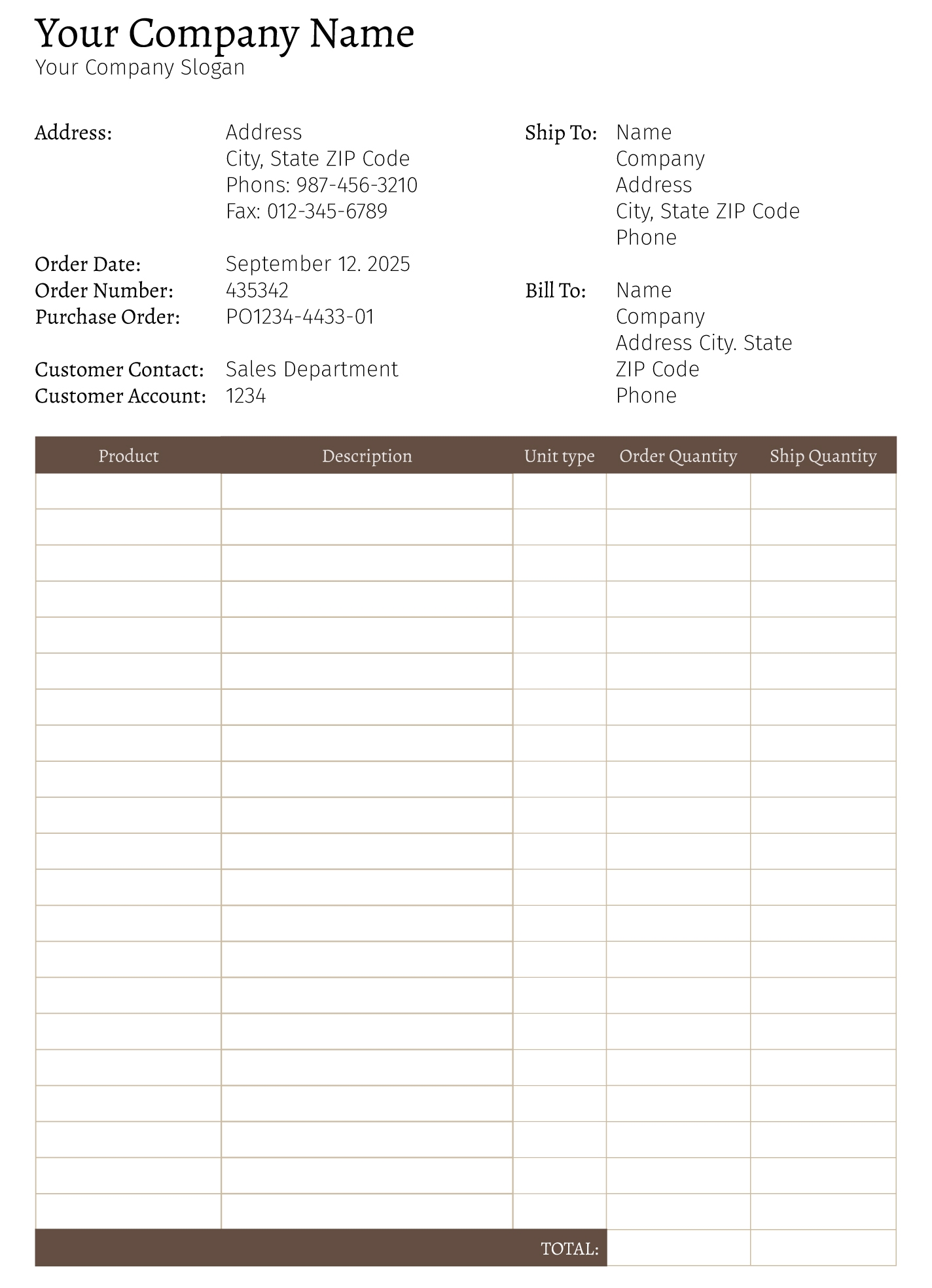 Free Packing Slip Template Word