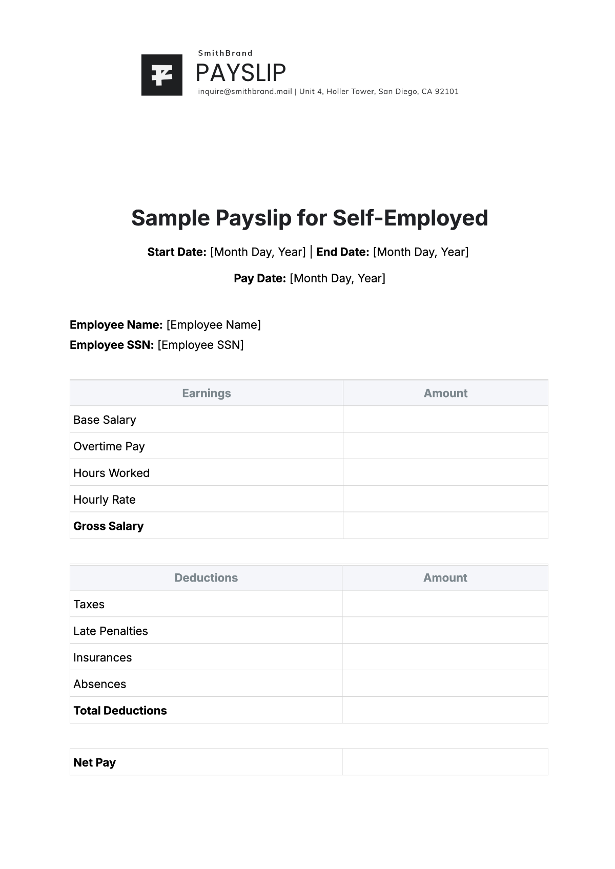Employee Pay Slip Template