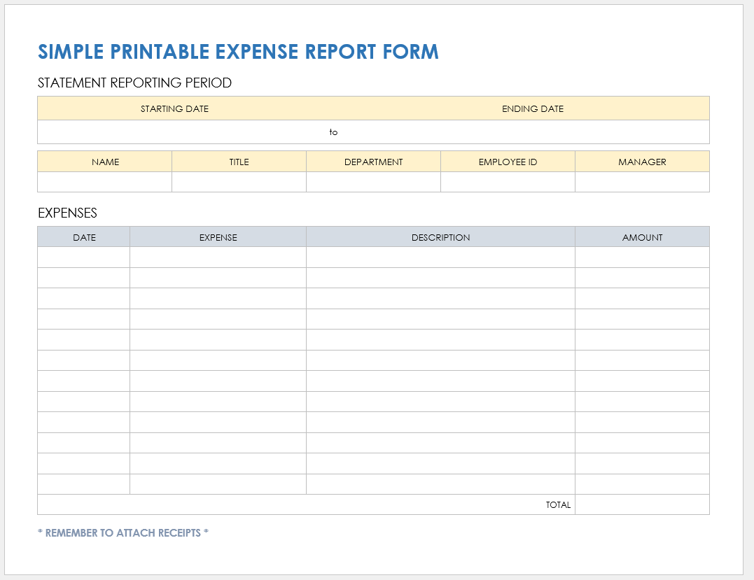 Expense List Template