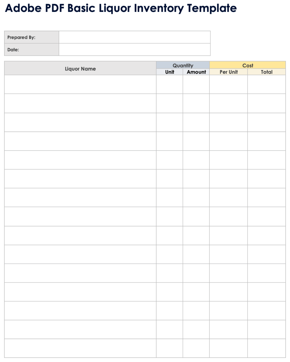 Inventory Lists Templates