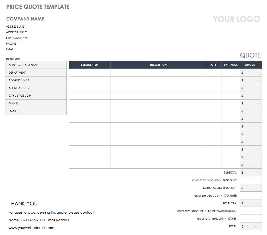 Wholesale Price List Template
