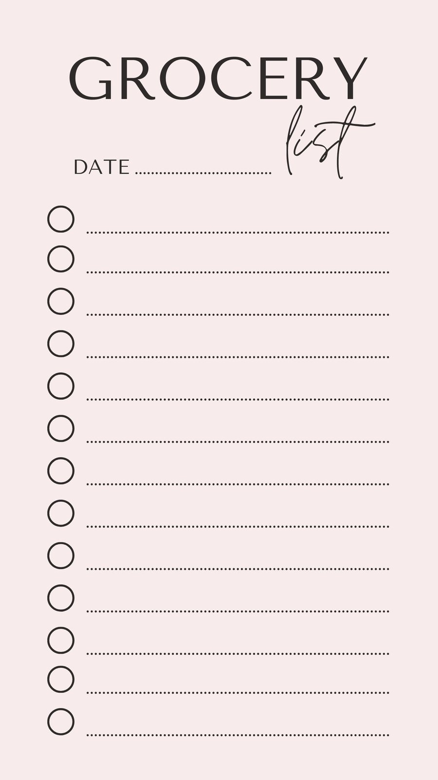 Free Printable Customizable Grocery List Template