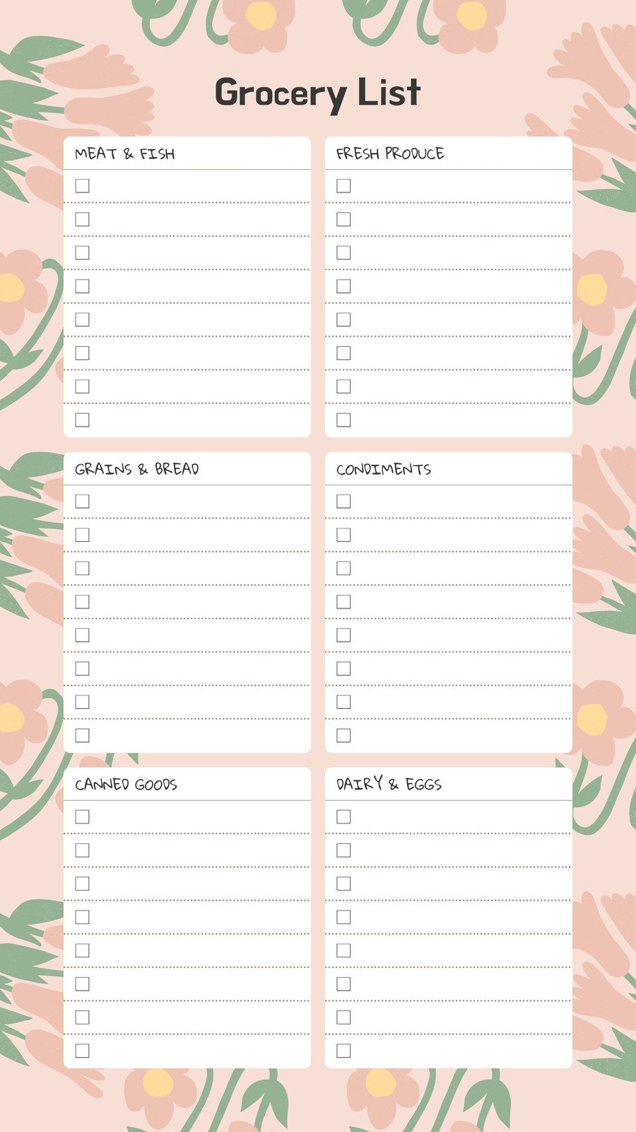Free Printable And Customizable Grocery List Templates Canva