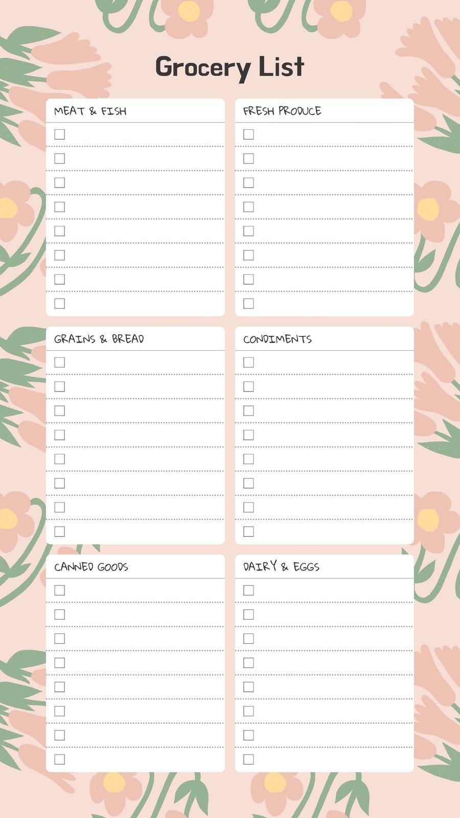 Free Printable And Customizable Grocery List Templates Canva Worksheets Library