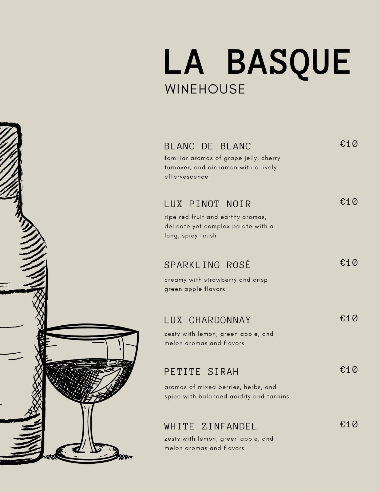 Wine List Template
