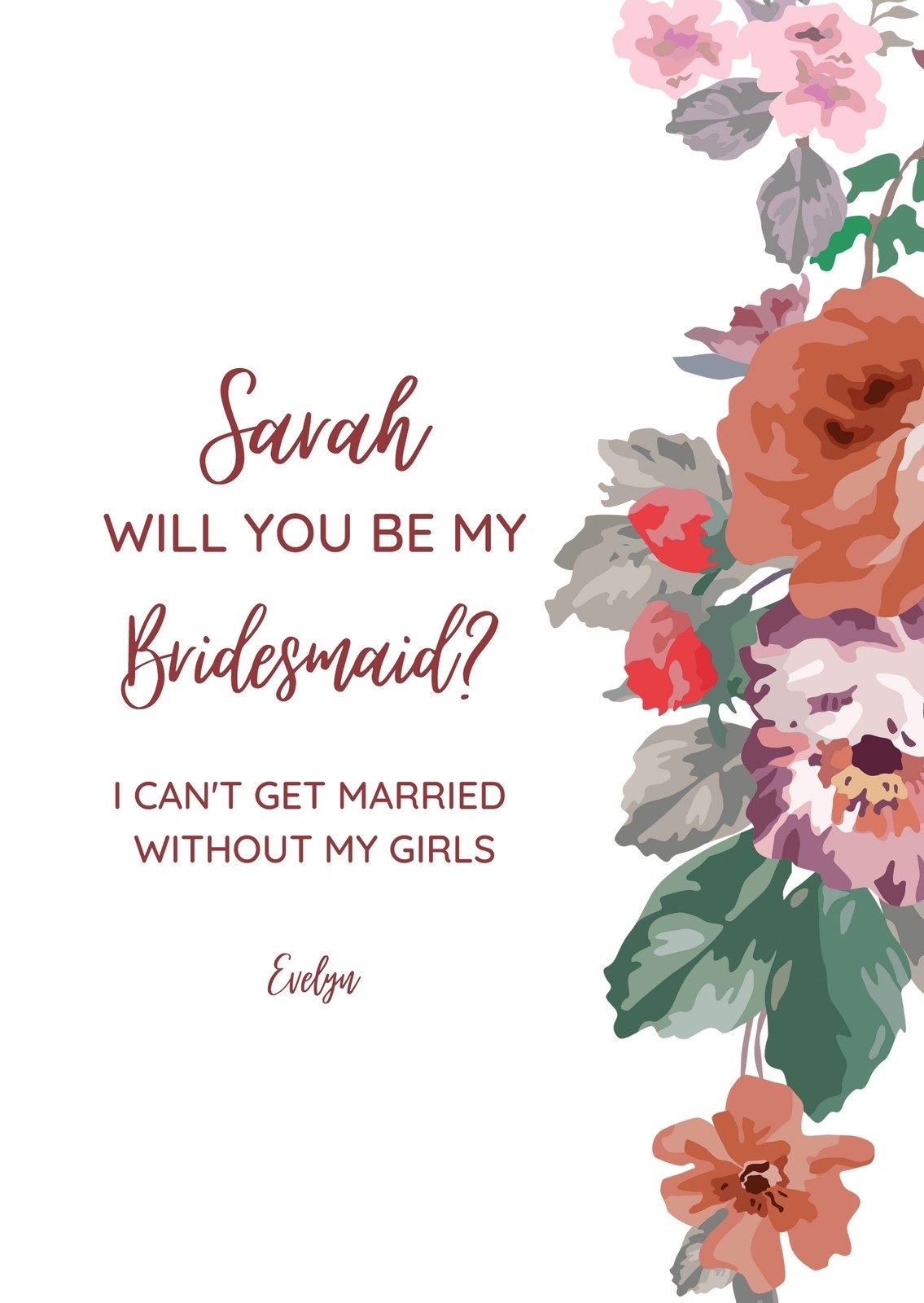 Free Printable Bridesman Proposal Template