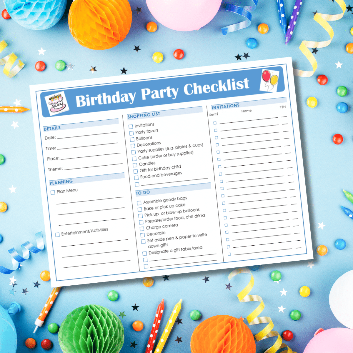 Birthday Party List Template