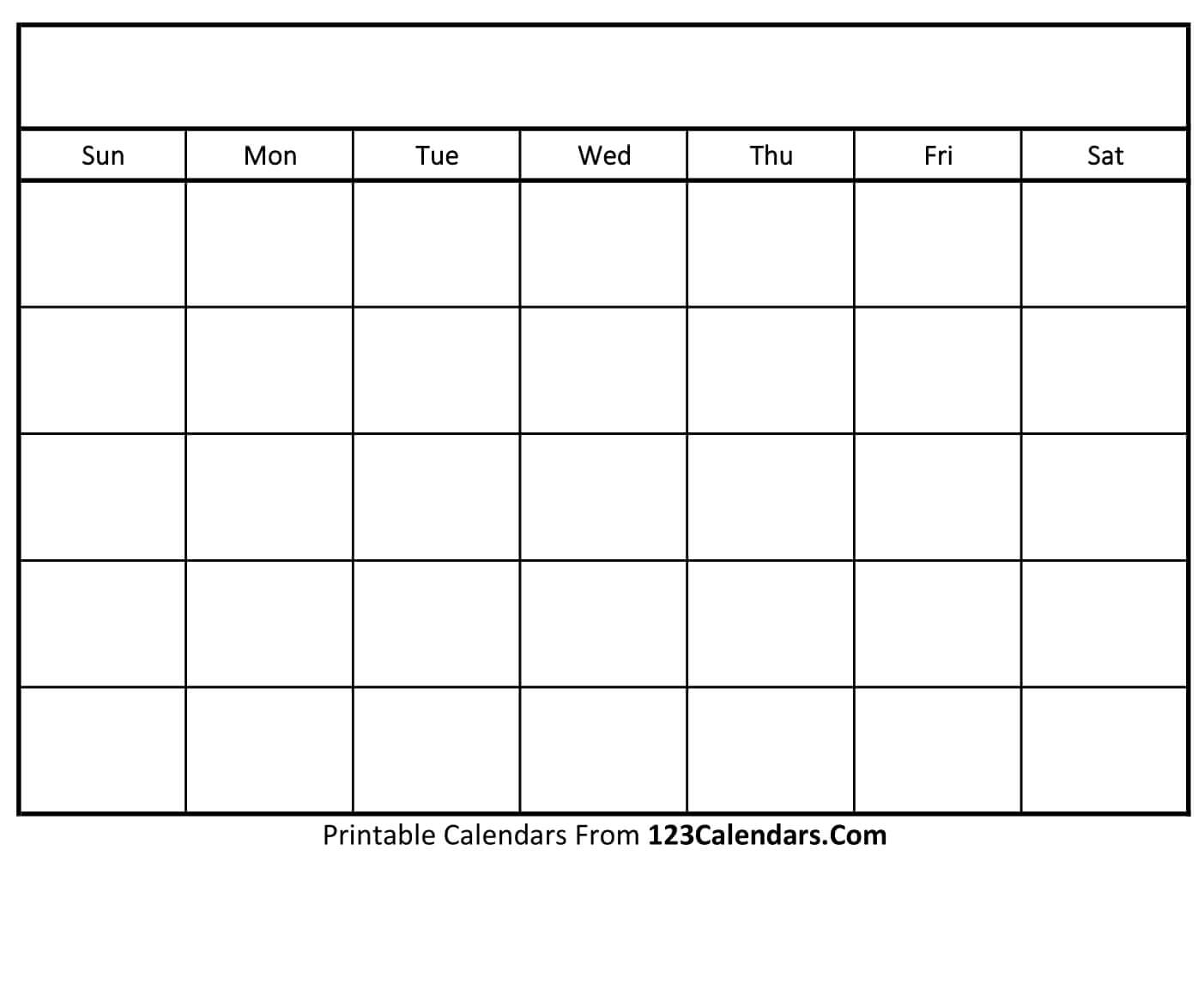 Printable Blank Monthly Calender