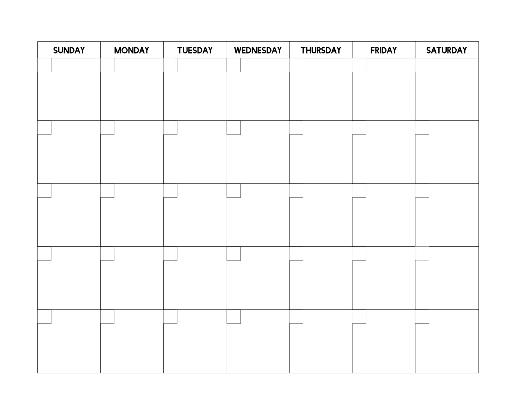 Printable Calender With Blank Bozes