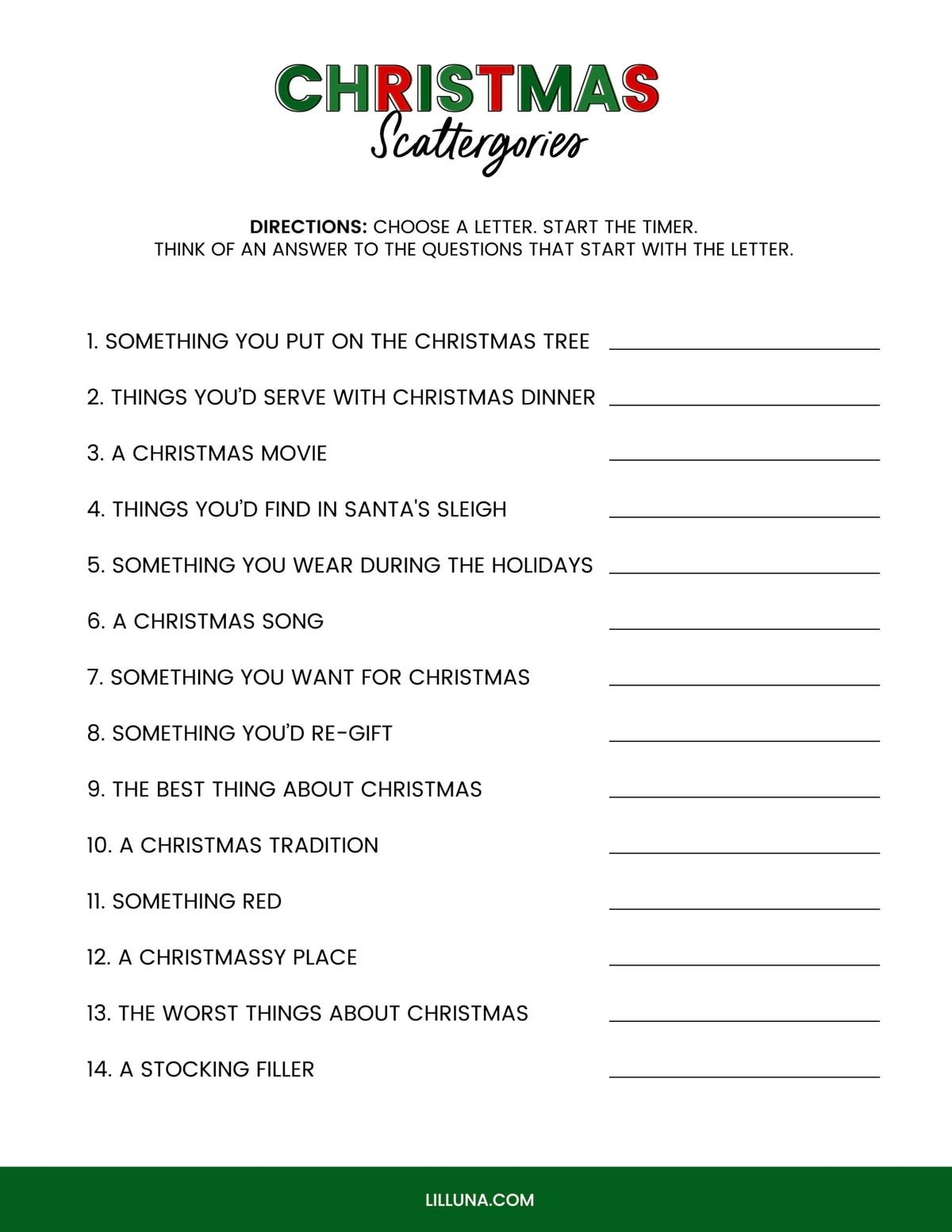 Free Printable Christmas Games