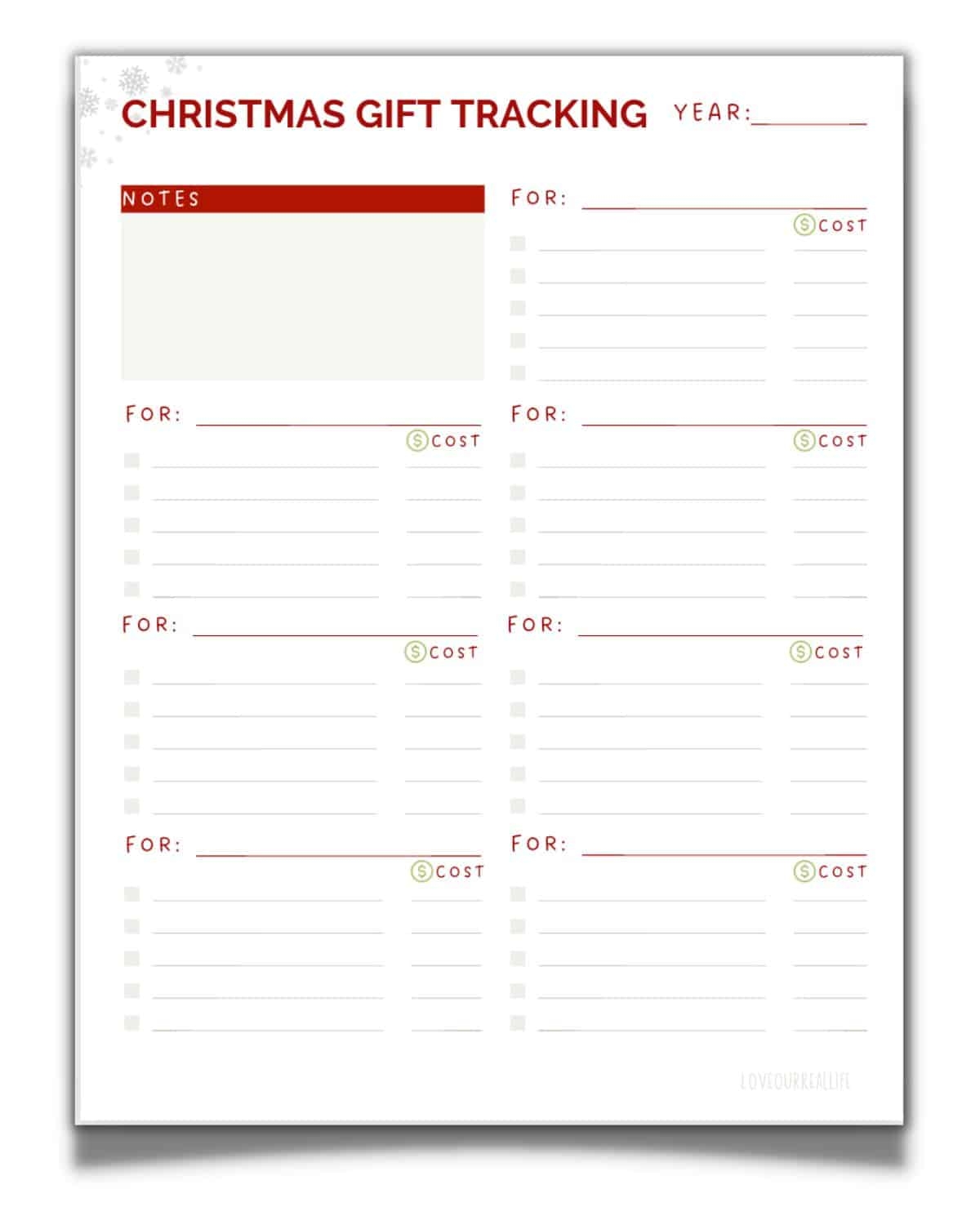 Free Christmas Gift List Template