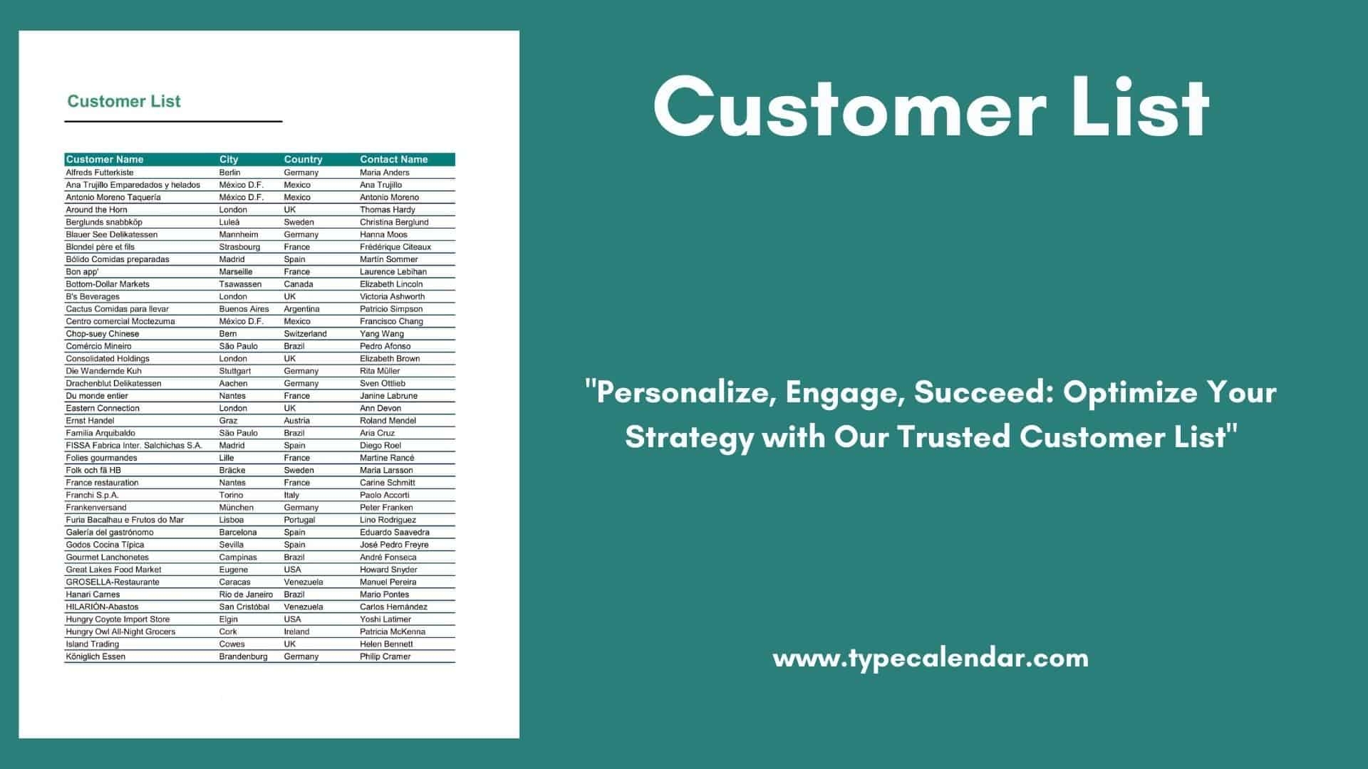 Free Printable Customer List Templates PDF Excel Word 