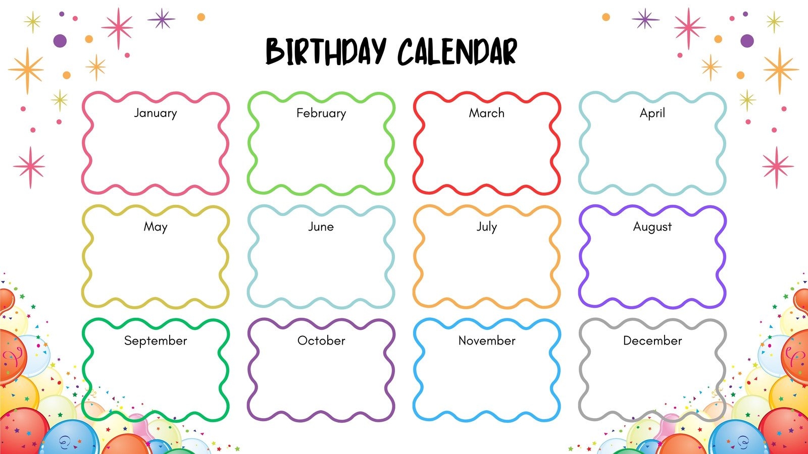 Birthday List Template Free