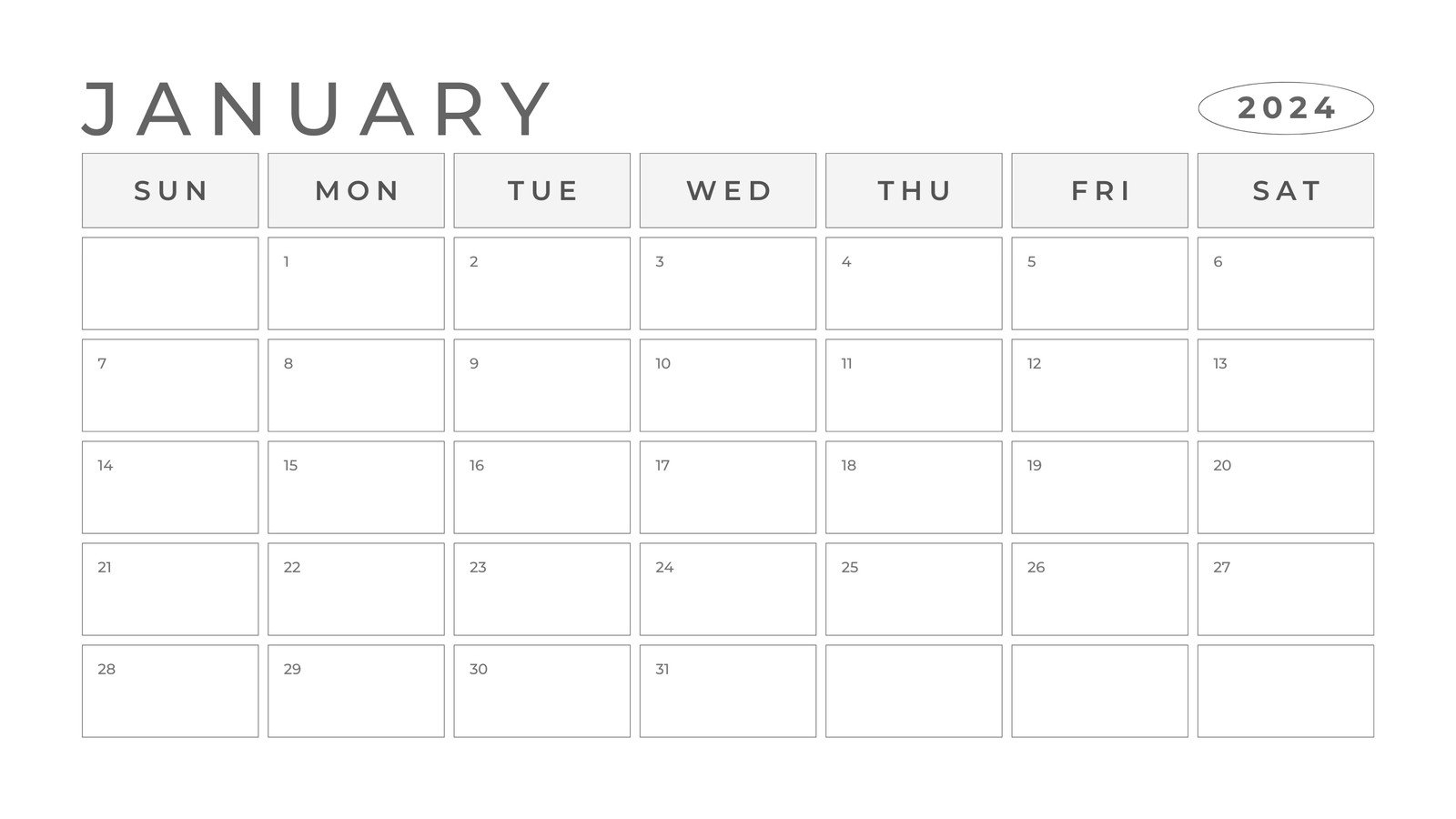 Minimal Blank Calendar Printable
